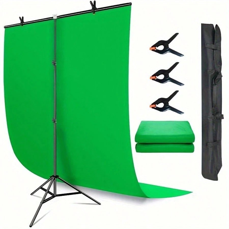Pro Photography Green Screen Backdrop Kit Foldable Stand for Studio Live Streami