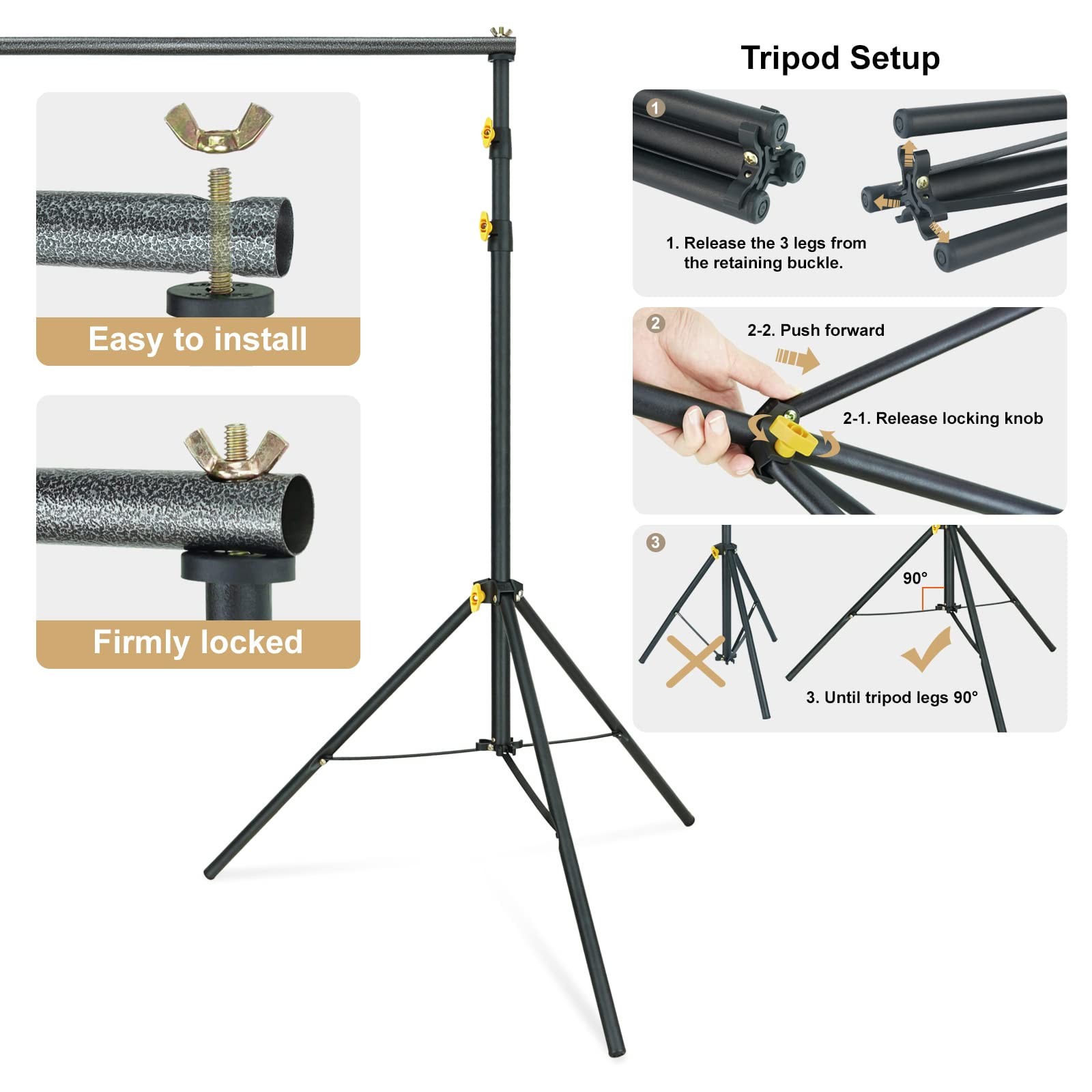 LINCO Lincostore Backdrop Support Stand Kit 10×6.5ft Adjustable Photography Stud