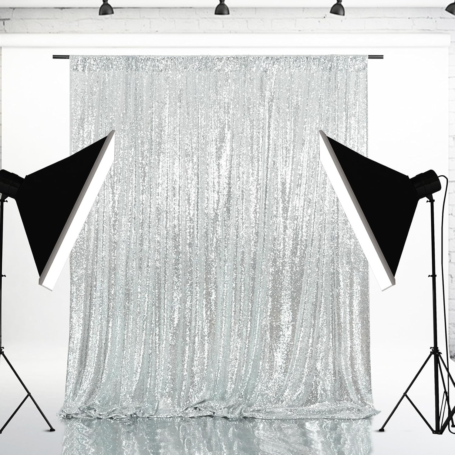 6×6 Ft Glittering Silver Sequin Backdrop for Weddings, Parties & Celebrations