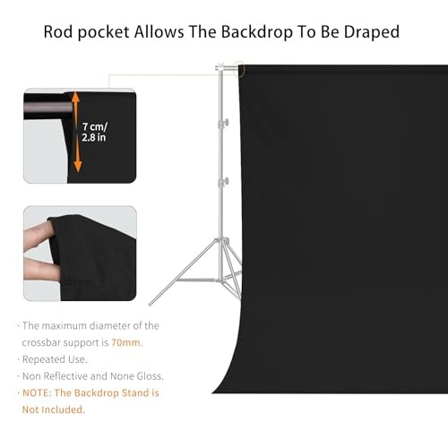 7X10 FT Backdrop, 100% Polyester Photography Background Curtain 7 X10FT Black