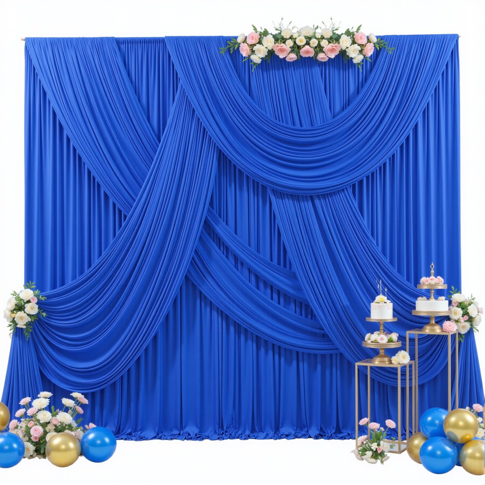 40ft x 15ft Royal Blue Wrinkle Free 5′(W) x 15′(H), 8 panels,