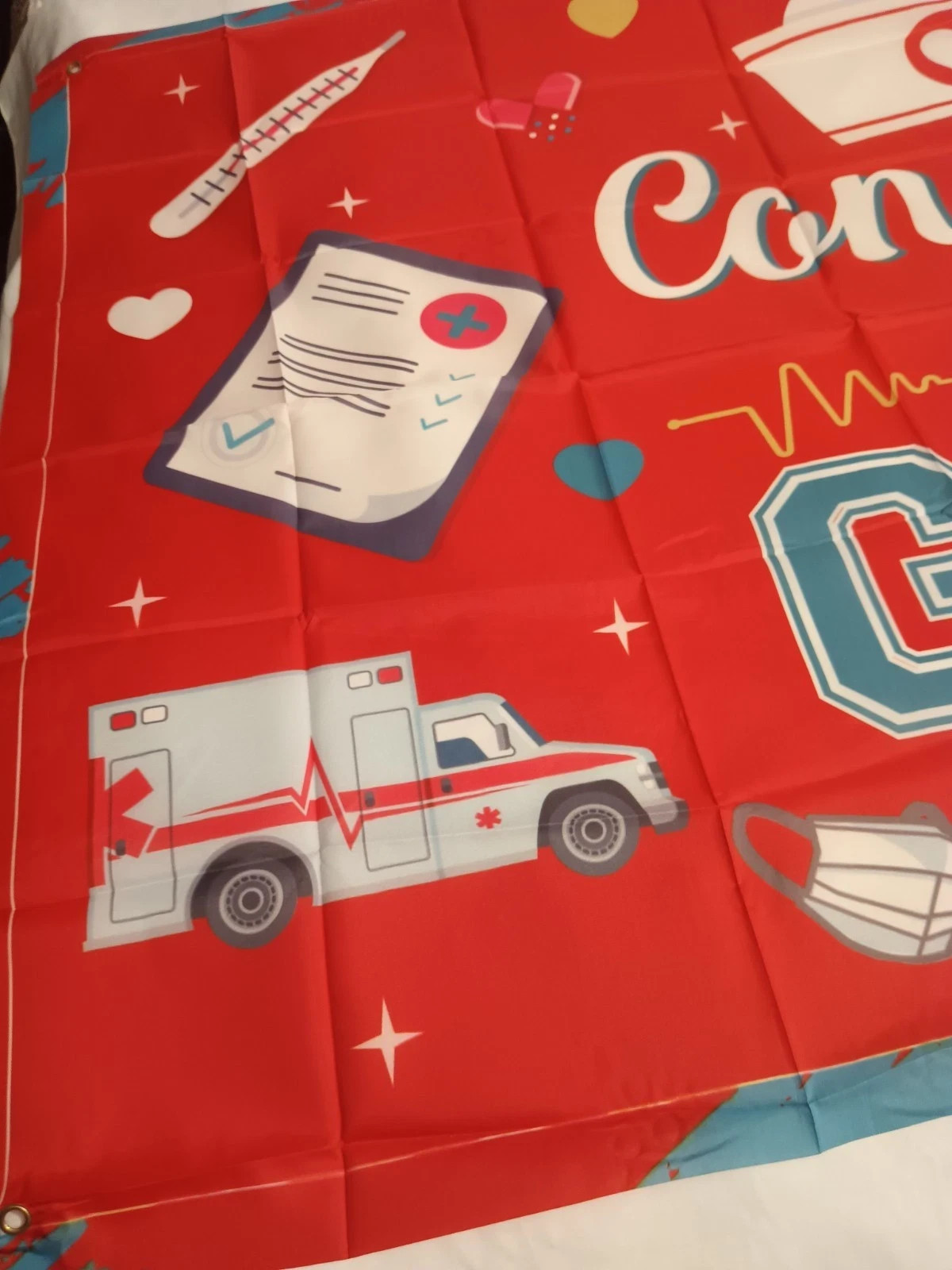 4’x6′ Congrats Grad Backdrop Medical Nurse Graduation Party Banner Decorations