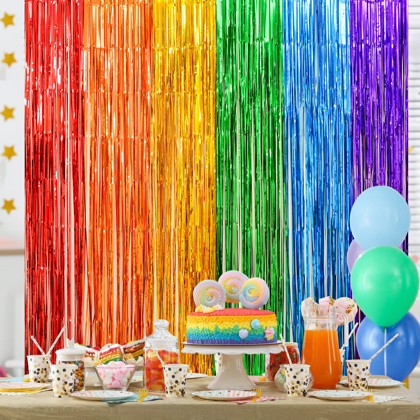Rainbow Photo Booth Props 4 Packs Rainbow Party Decorations 13.2×6.6 ft Foil …
