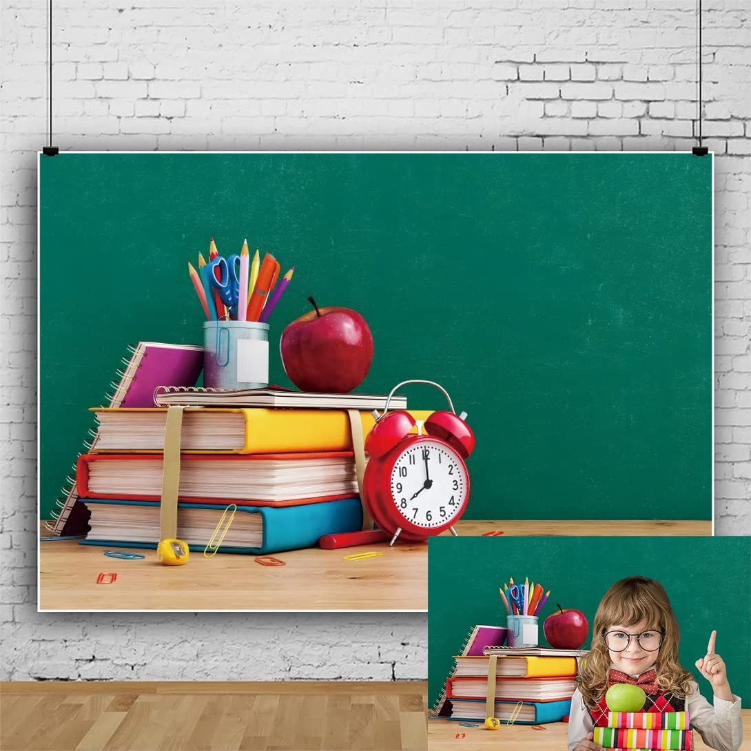 Back to School Backdrop Chalkboard Desk Teacher Photography Vinyl 7x5Feet