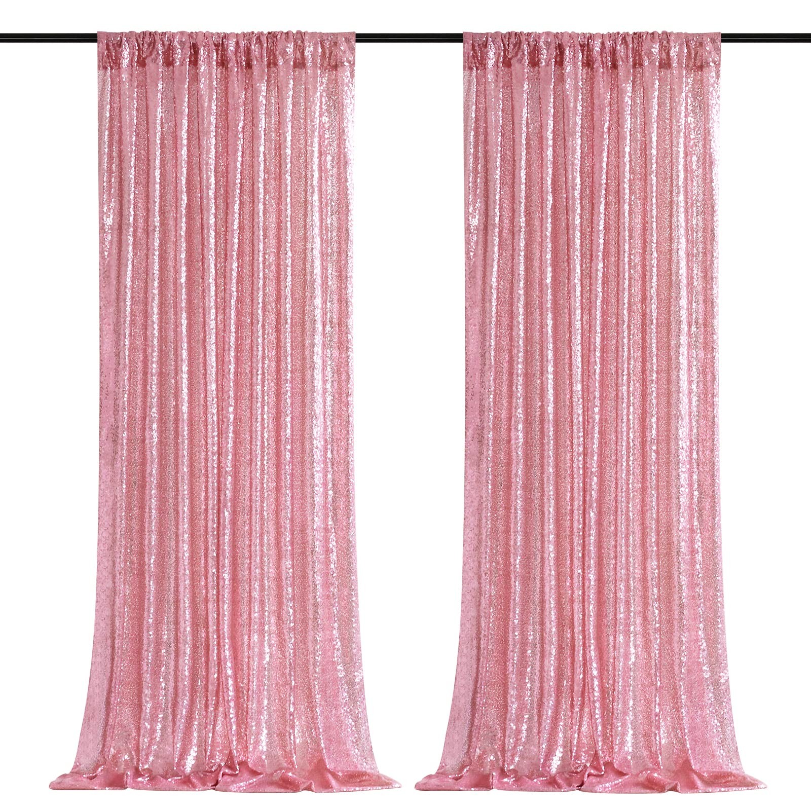 Pink Sequin Backdrop Curtains Fuchsia Glitter 2 Panels Photo Backdrop 2x8ft