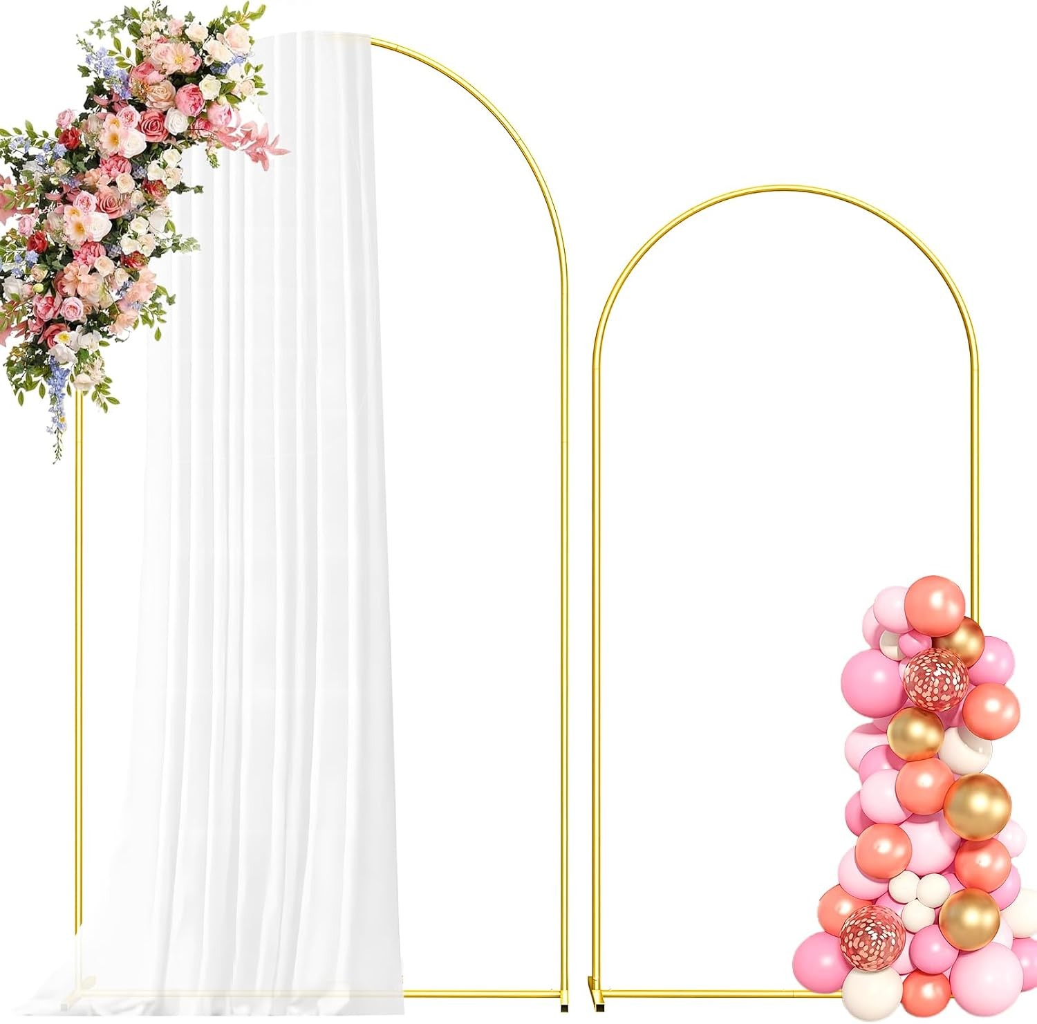 Metal Arch Backdrop Stand 7.2FT+6FT Wedding Arch Frame Gold Wedding Arch