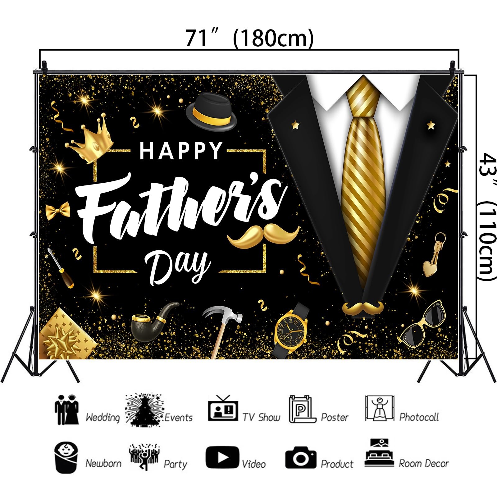 Happy Father’s Day Backdrop Decorations Indoor Outdoor Banner for Photography
