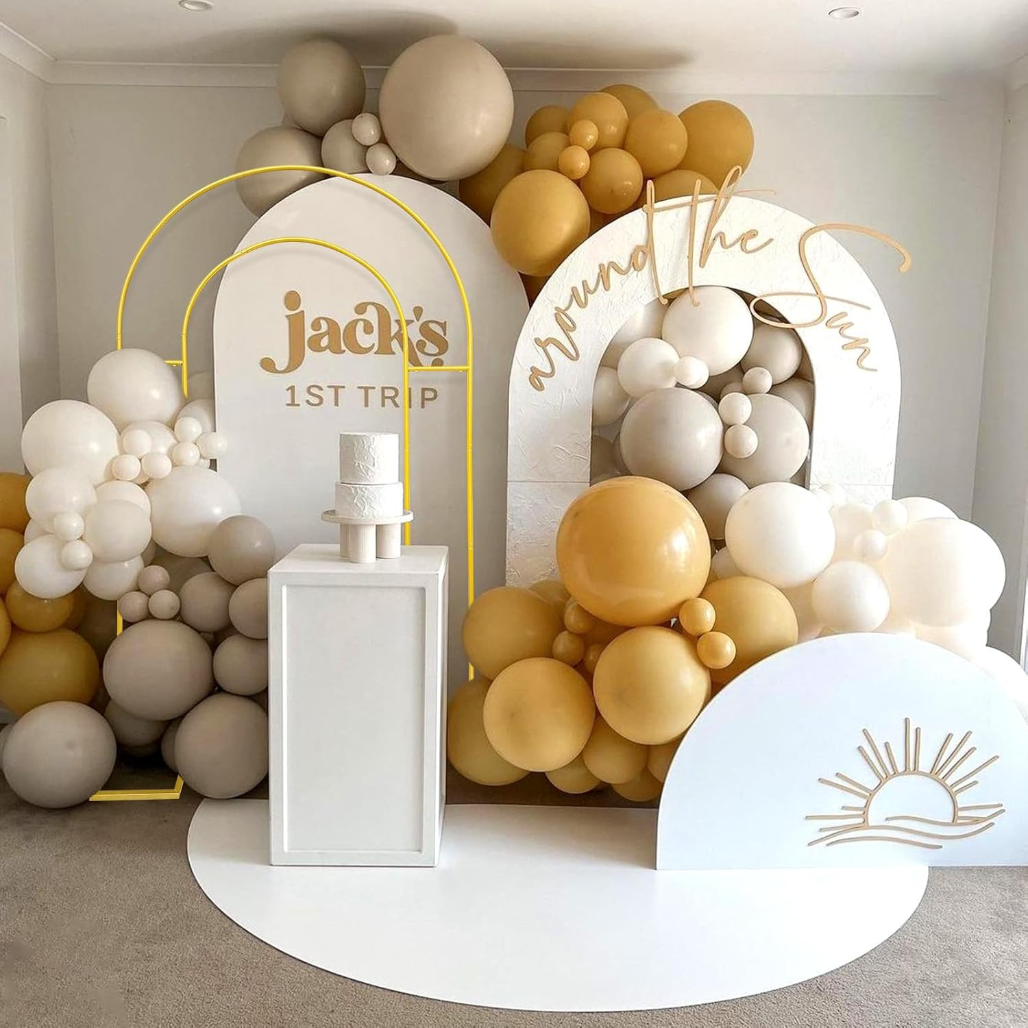 7.2FT Gold Double Arch Backdrop Stand for Weddings, Parties & Photos