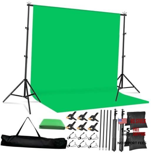 10×8.5 ft Adjustable Green Screen Backdrop Kit with Stand, Photo 8.5×10 ft