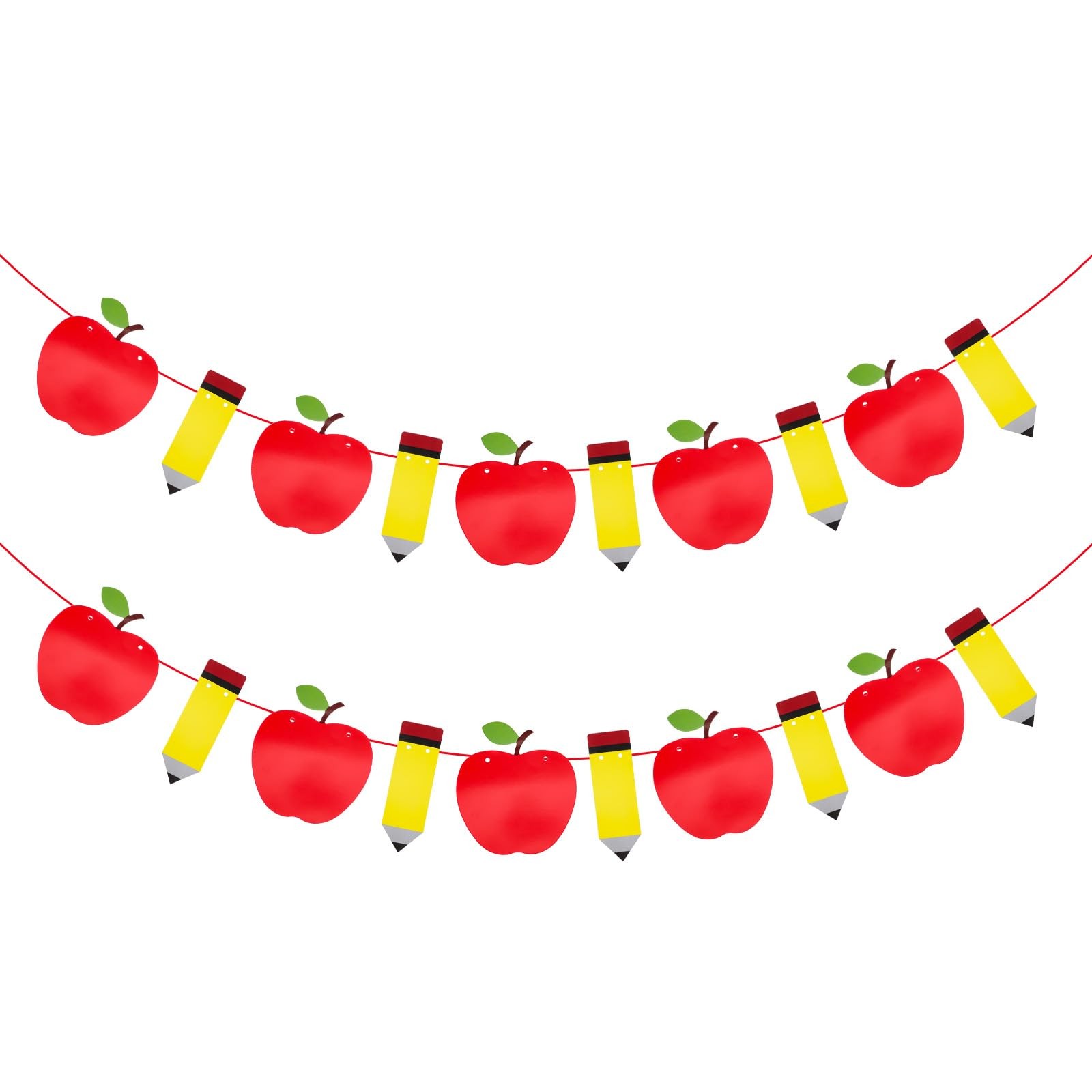 2pcs Back to School Decorations Pencil Apple Garland Banner Hanging Decor for…