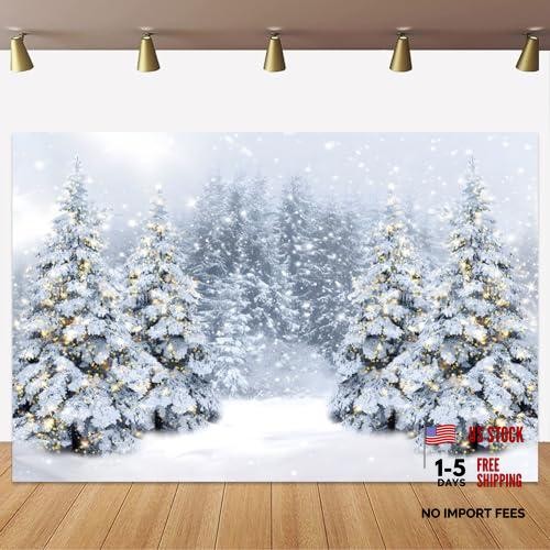 Winter Wonderland Backdrop Glitter Snowy Forest Landscape Photography 10x8ft