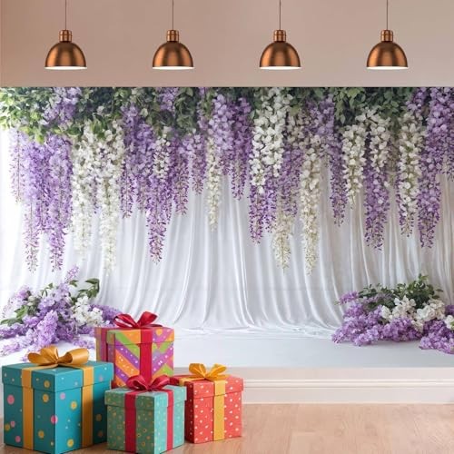 Lavender Wedding Backdrop Background for Photography, Flower 7x5ft Purple