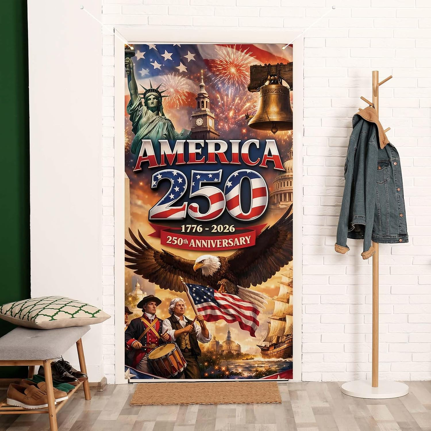 America 250 Anniversary Door Cover Patriotic Photo Backdrop 4Th of July Fourth o