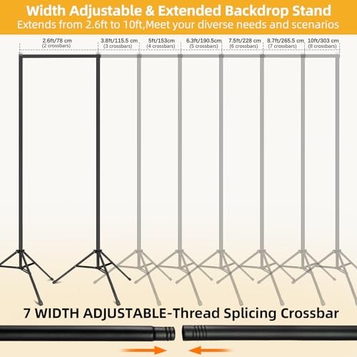 Backdrop Stand 10x7ft(WxH)- 7 Widths Photo Studio Adjustable Background Stand
