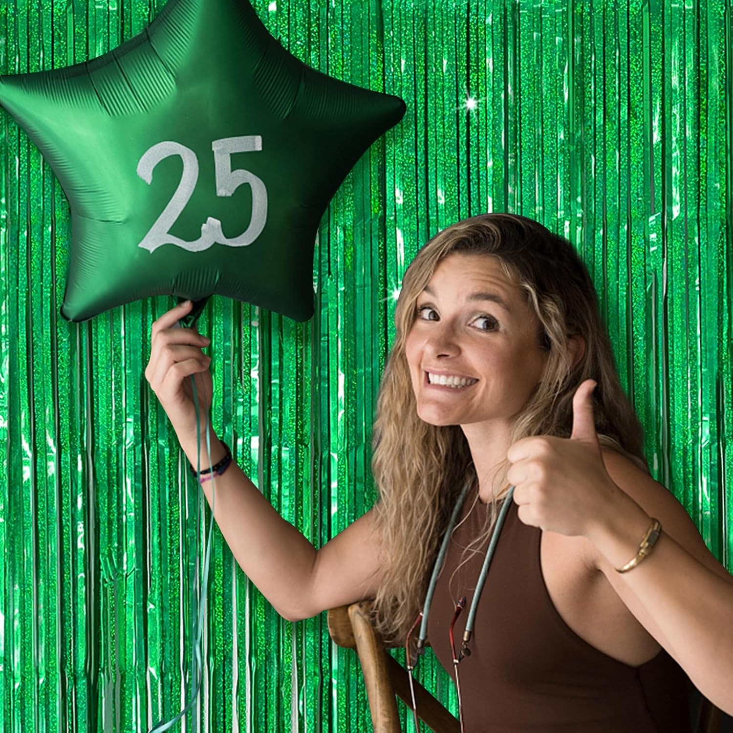 Tinsel Curtain Party Backdrop Green Birthday Decorations 2 2 Pack,