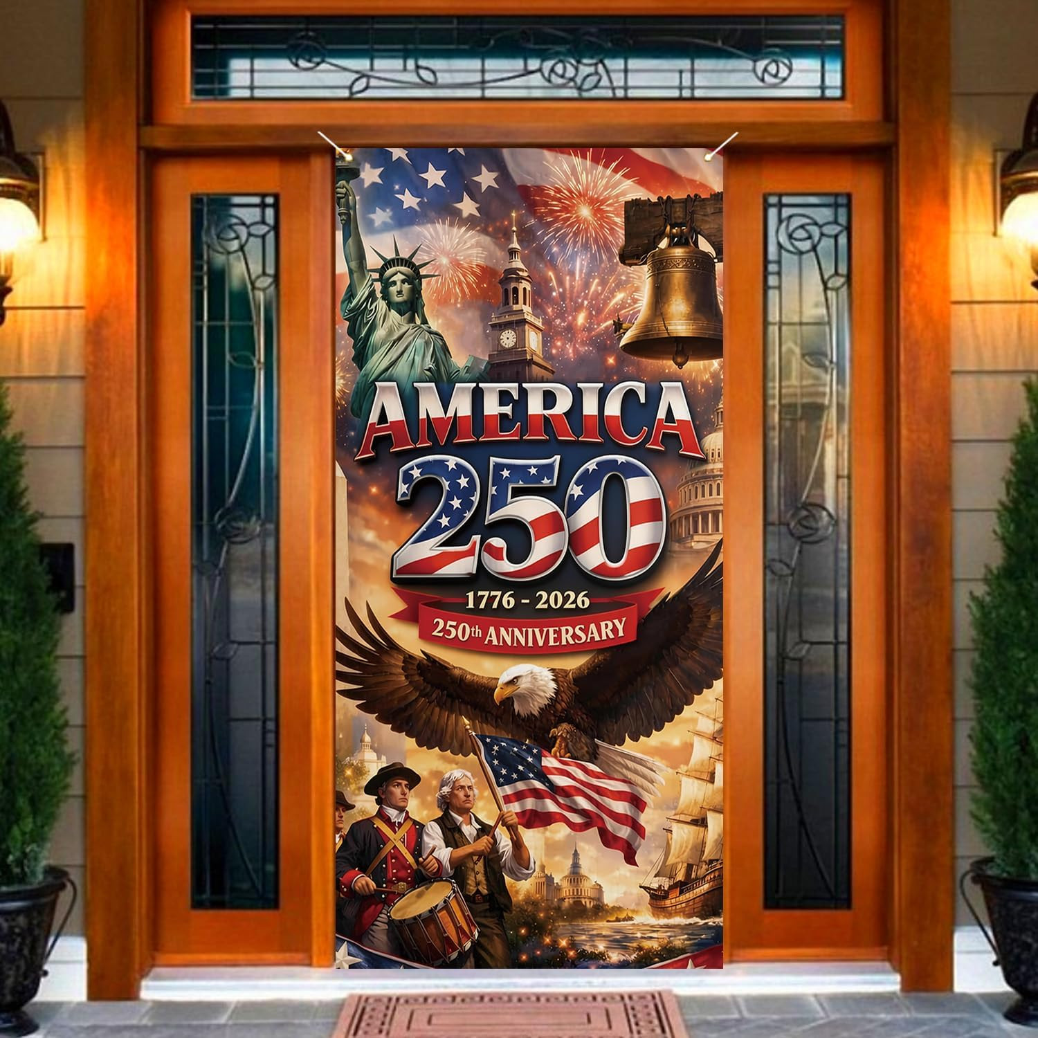 America 250 Anniversary Door Cover Patriotic Photo Backdrop 4Th of July Fourth o