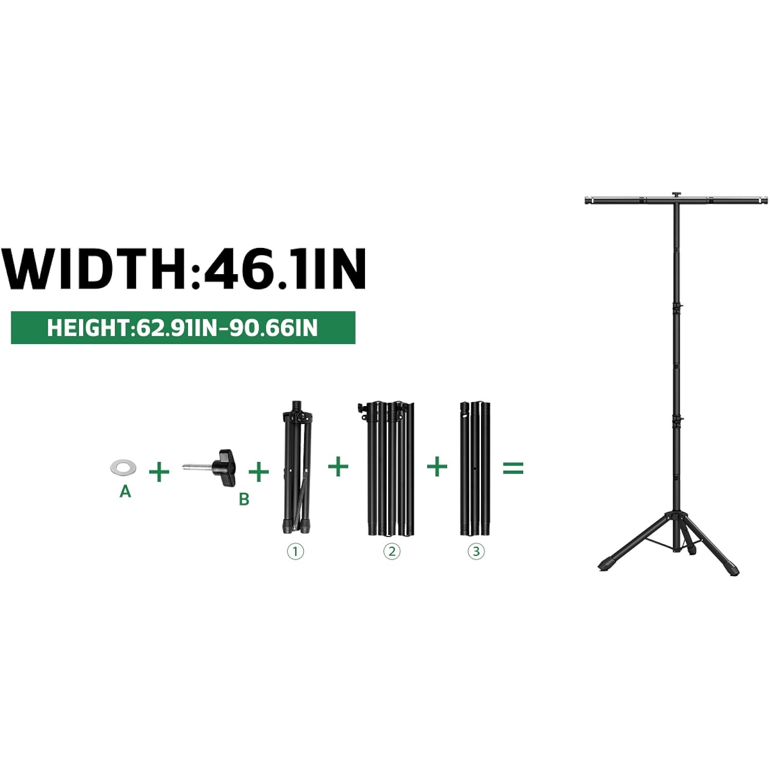 3-in-1 Portable Backdrop Stand Adjustable Background Banner Holder Tripod Metal