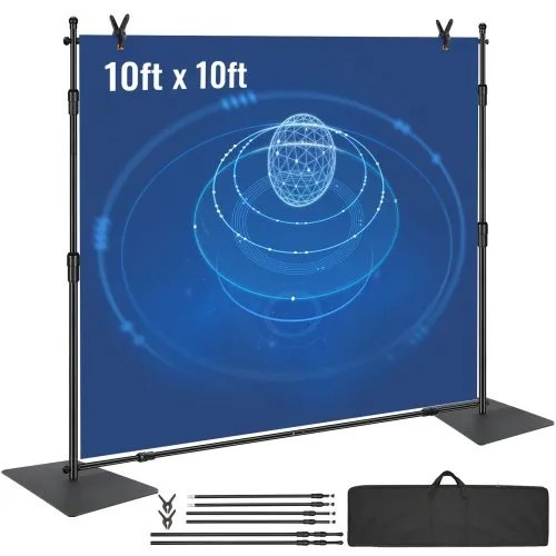 VEVOR Freely Adjustable 10×10 ft Black Support Stand ZG-FX08 ZG-FX10