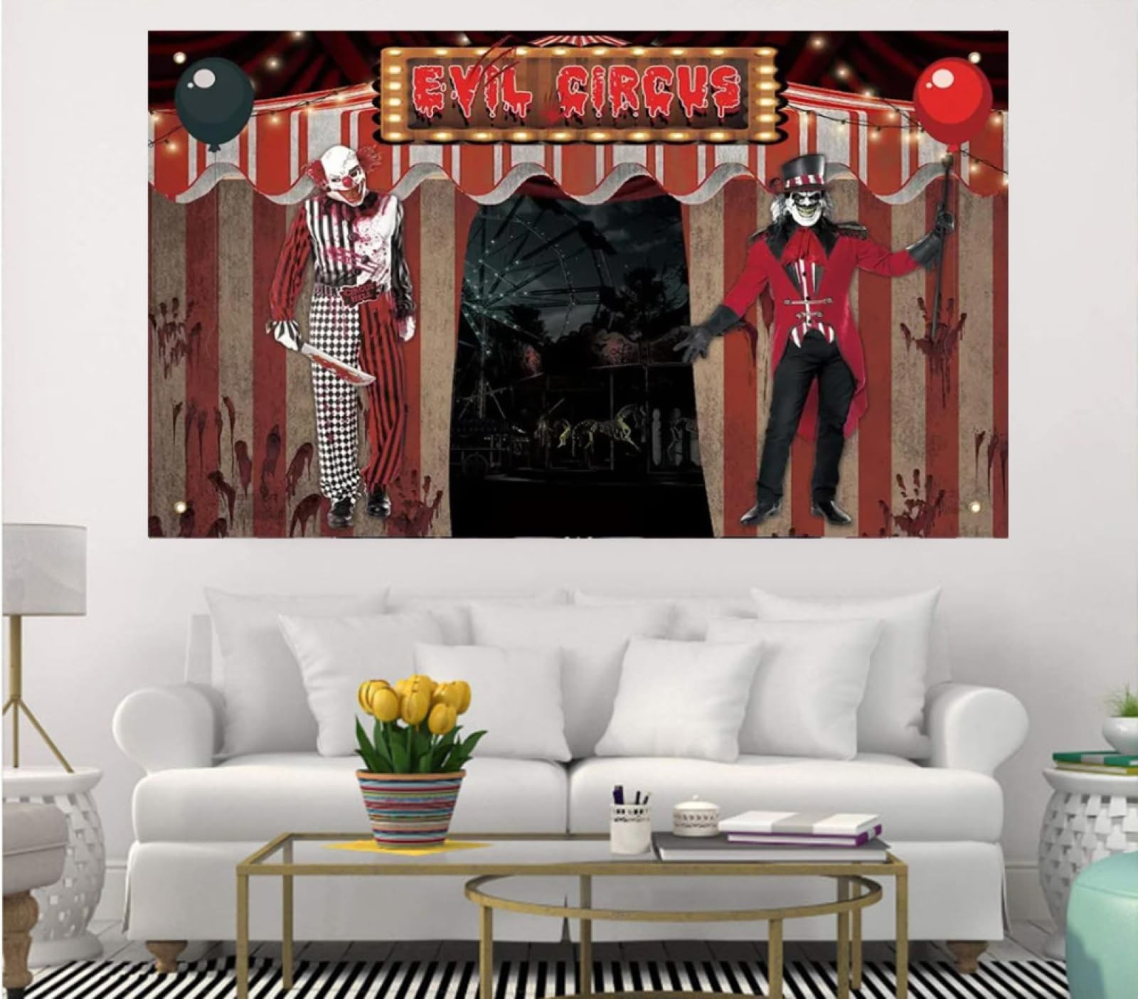 Halloween Backdrop Evil Circus Theme Horror Clown Carnival Birthday 7×5 FT