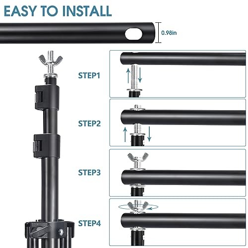 Photo Video Studio 10x7Ft (WxH) Adjustable Background Stand Backdrop black