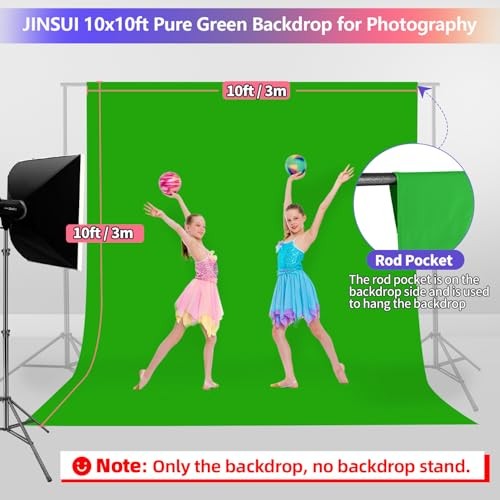 Screen Backdrop 10×10 ft, Chroma Keyscreen Background for 10x10ft Green