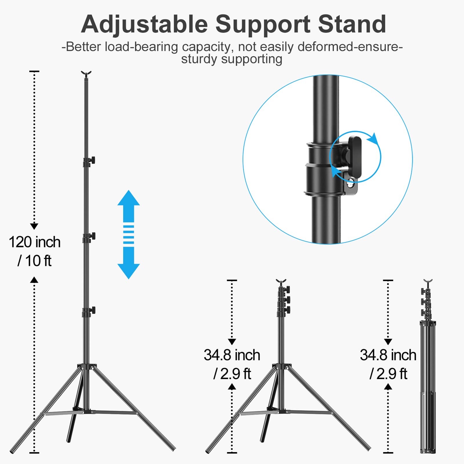 Photo Backdrop Stand kit, 10 x 12 ft Back Drop Adjustable Frame for Photograp…