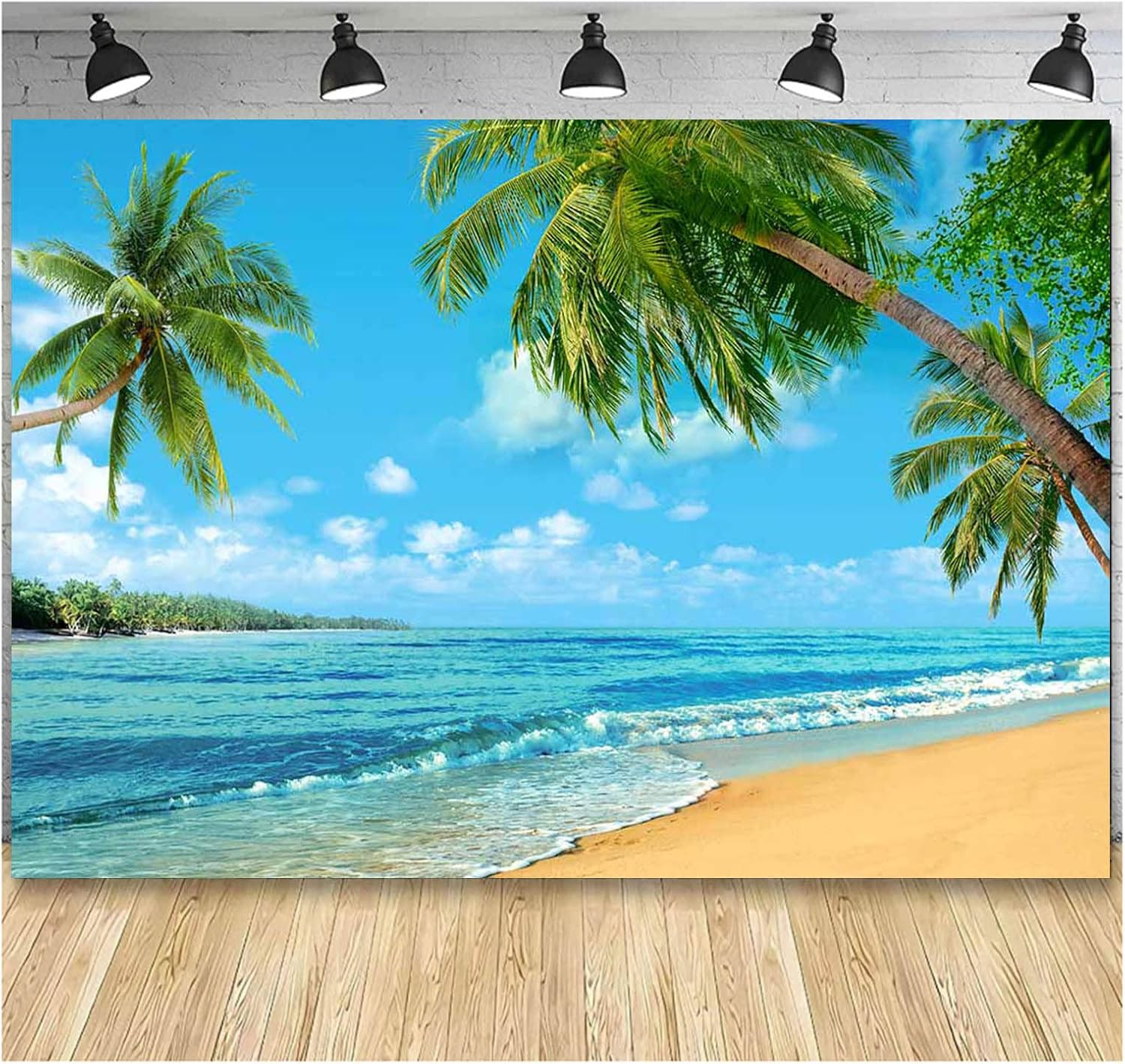Summer Tropical Hawaii Palm Tree or Beach Photography Backdrops 7X5FT Blue Sea S