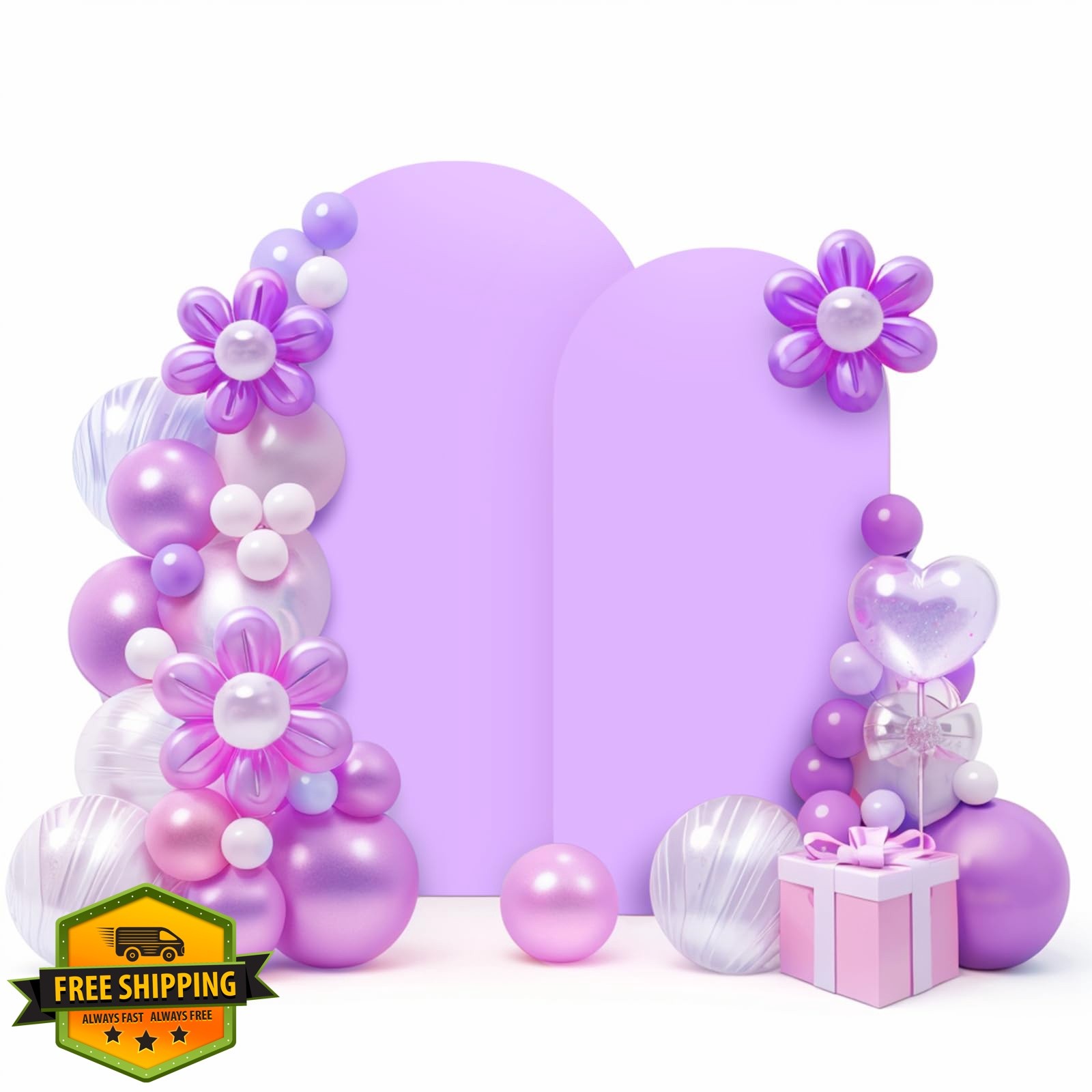 LEBENGURU Spandex Arch Backdrop Covers Purple 6.6FT 7.2FT