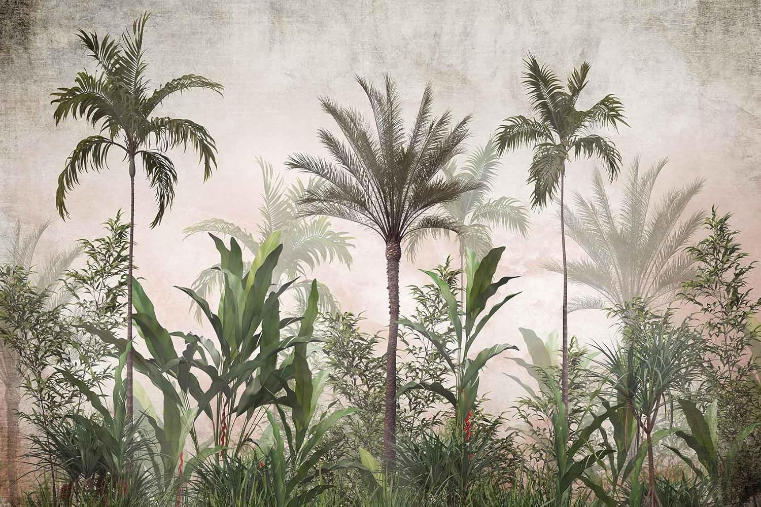 Lush Tropical Greenery Wall Mural – Stunning Sofa & TV Backdrop Decor