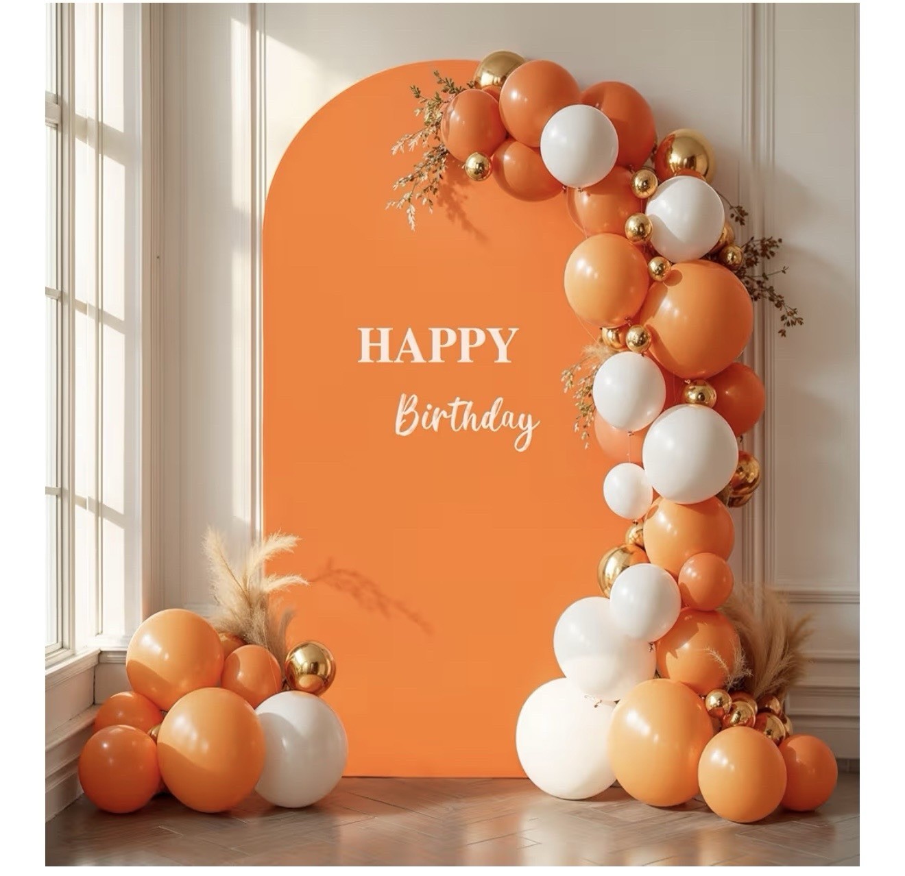 Wedding Arch Cover 6FT Orange Backdrop Stand Cover Round Top Stand Cover (T-62)