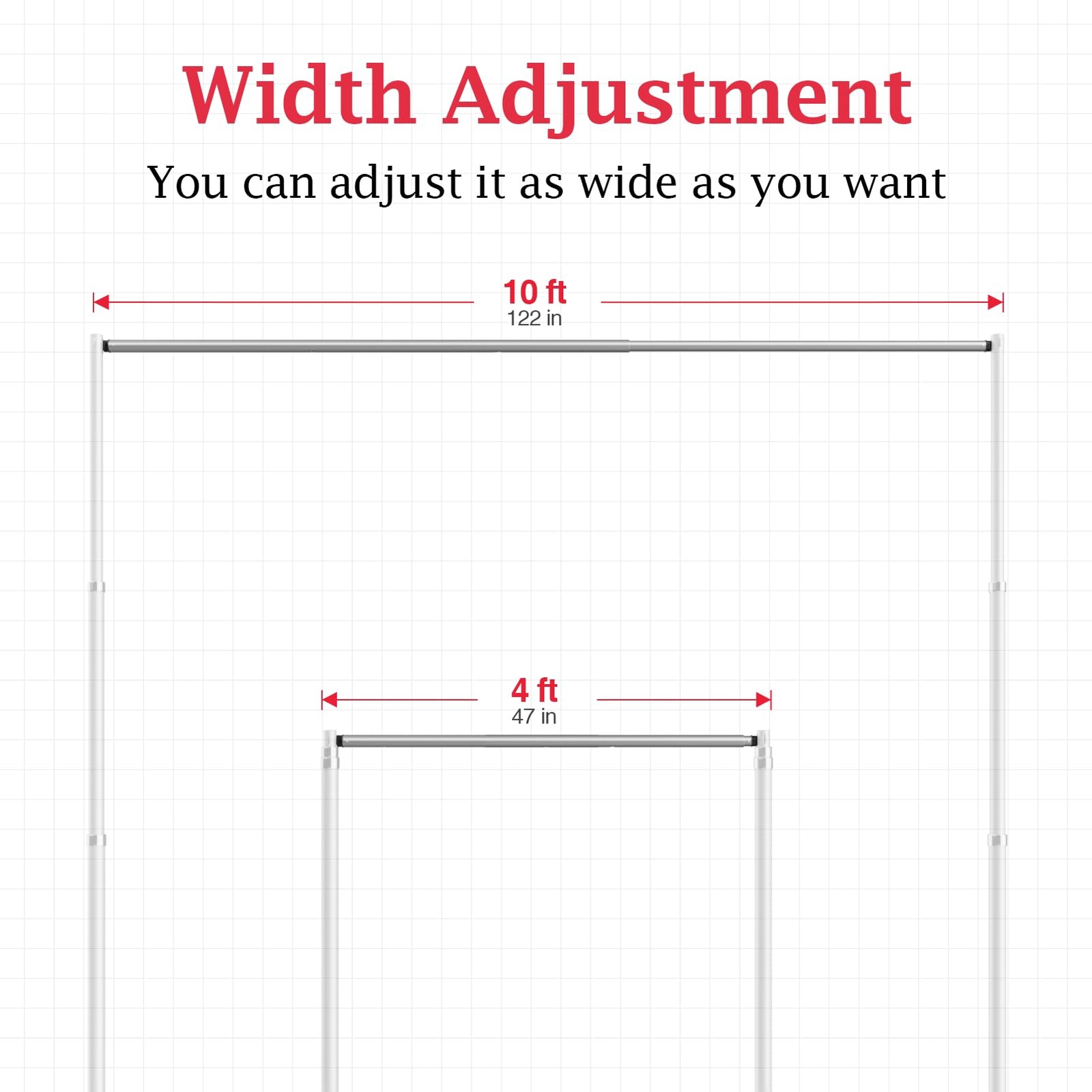 4ft-10ft Pipe and Drape Adjustable Crossbar for Backdrop Stand, Background & …