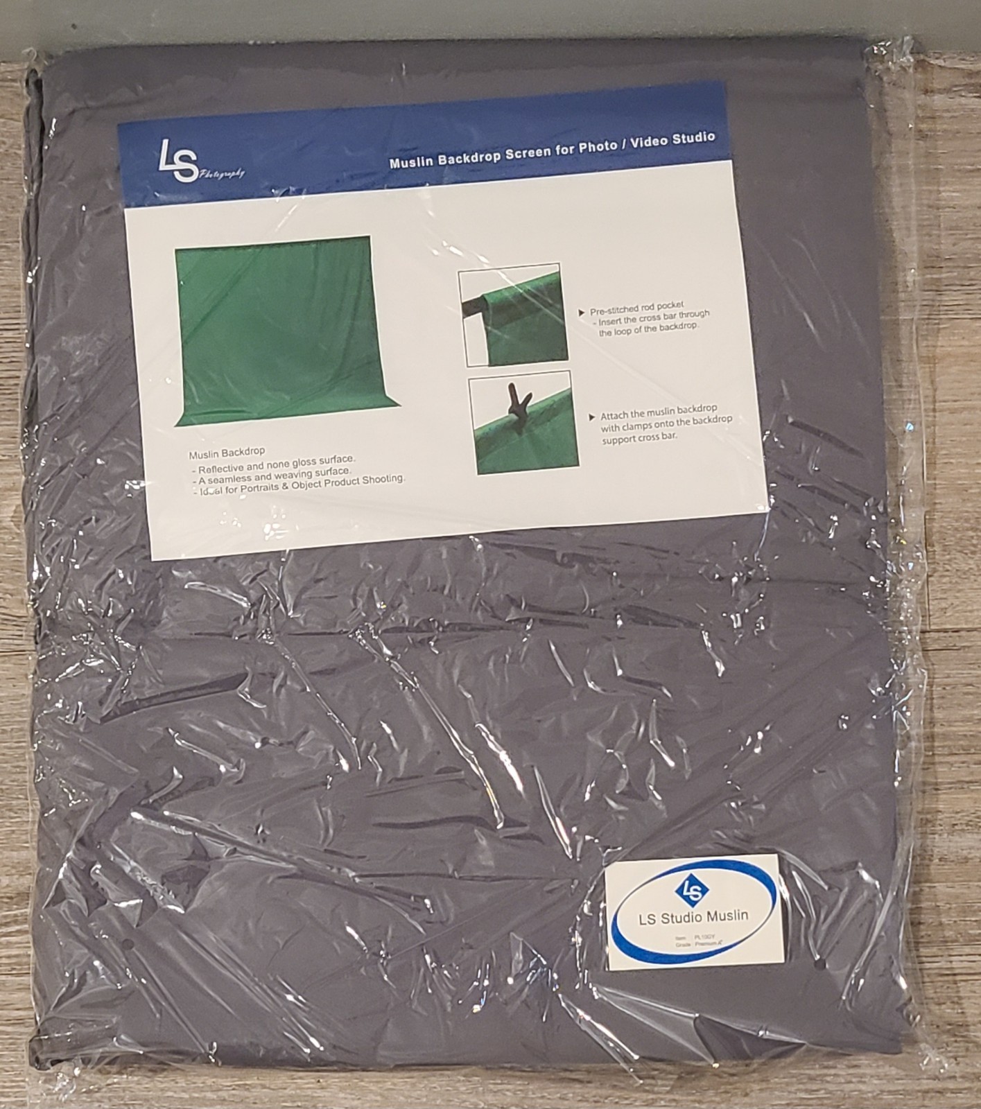 LS Studio Muslin PL10GY 10X20 Gray BRAND NEW