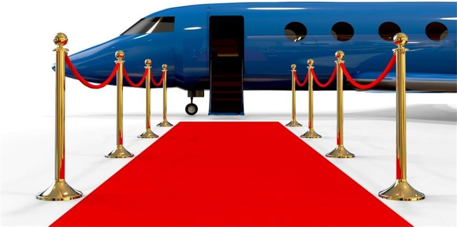 AOFOTO 10X7Ft Airport Pickup Red Carpet Backdrop Gold Bannister Blue Luxury Open