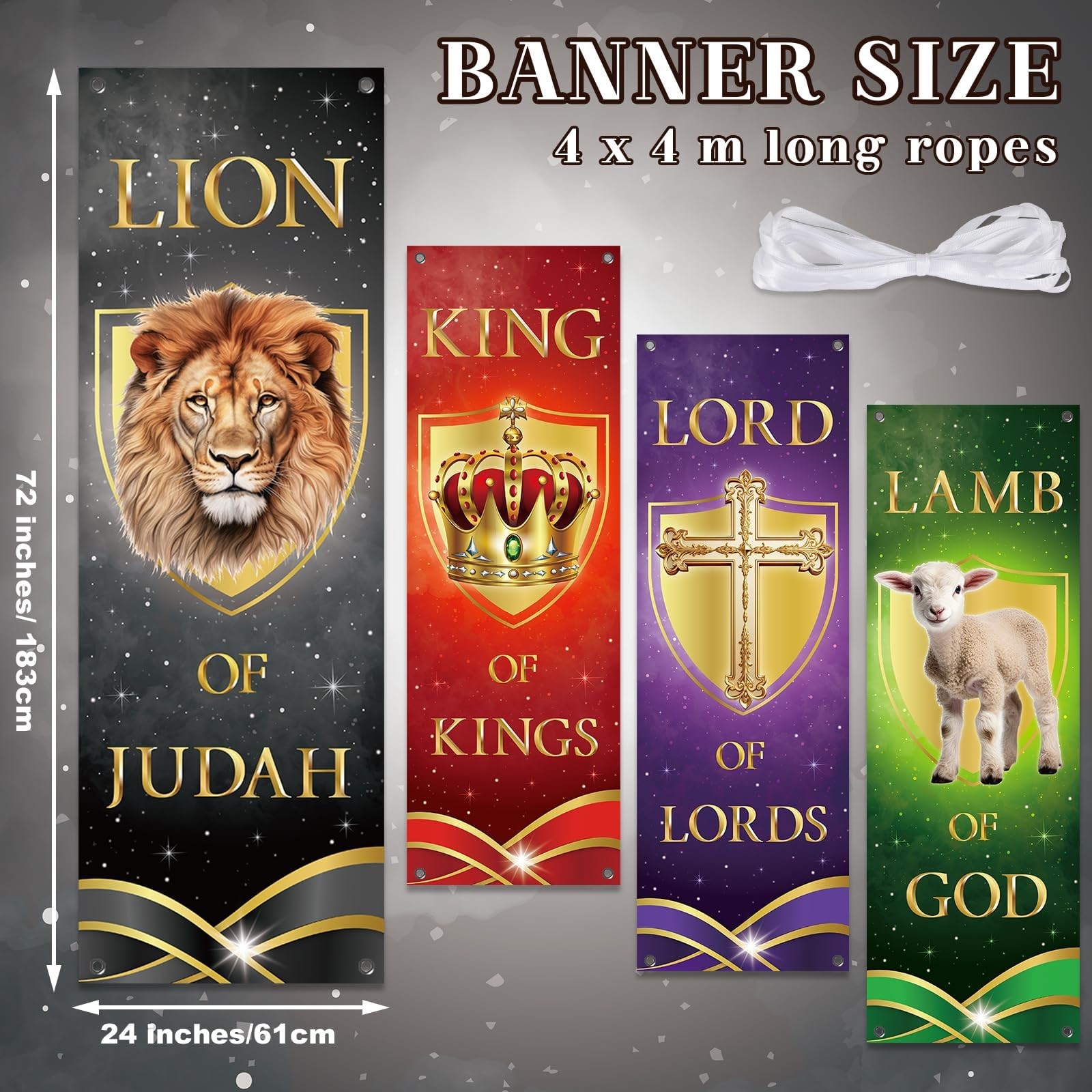 4Pcs Church Banners for Sanctuary Wall Welcome Religious Christmas Banners Ha…