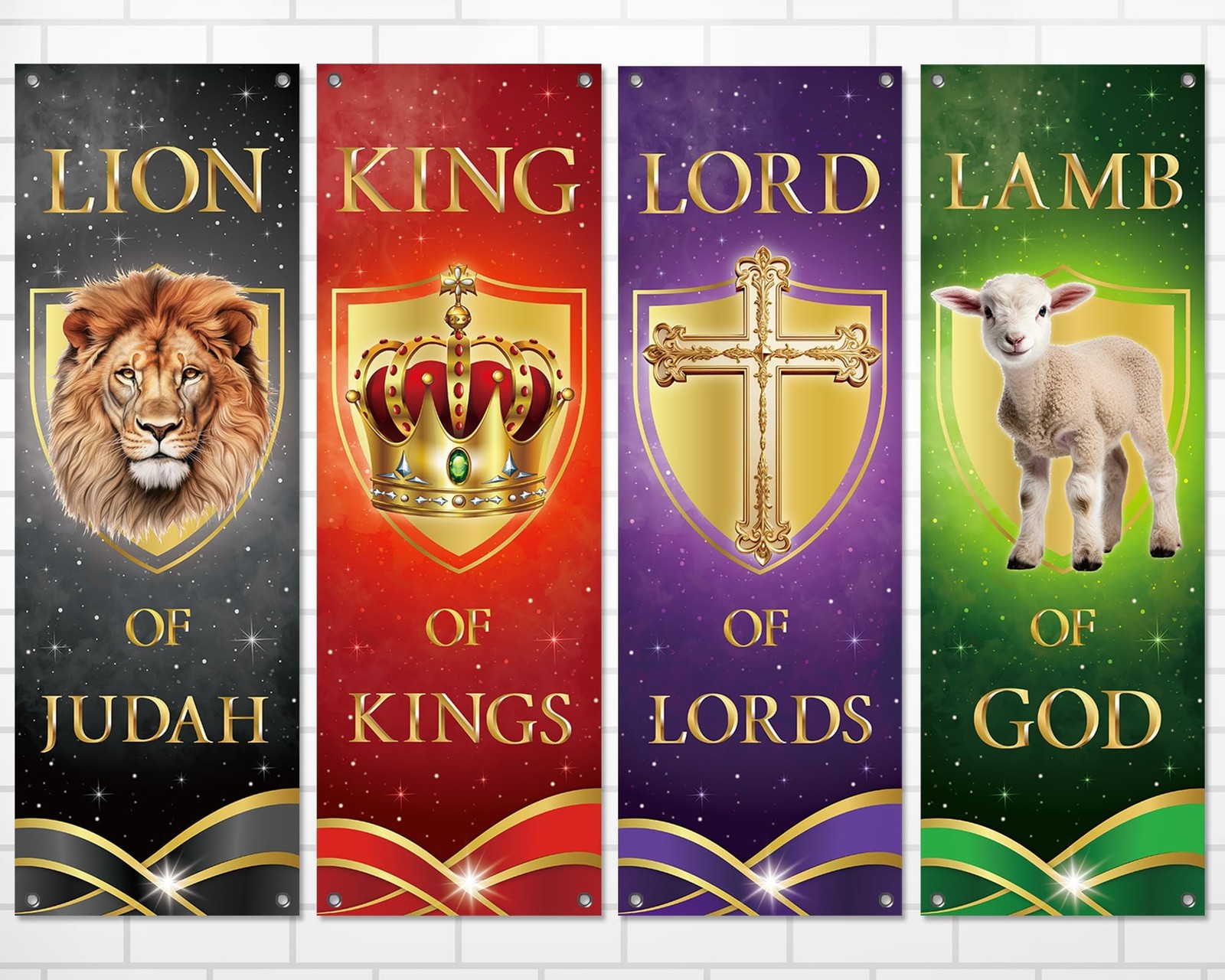 4Pcs Church Banners for Sanctuary Wall Welcome Religious Christmas Banners Ha…