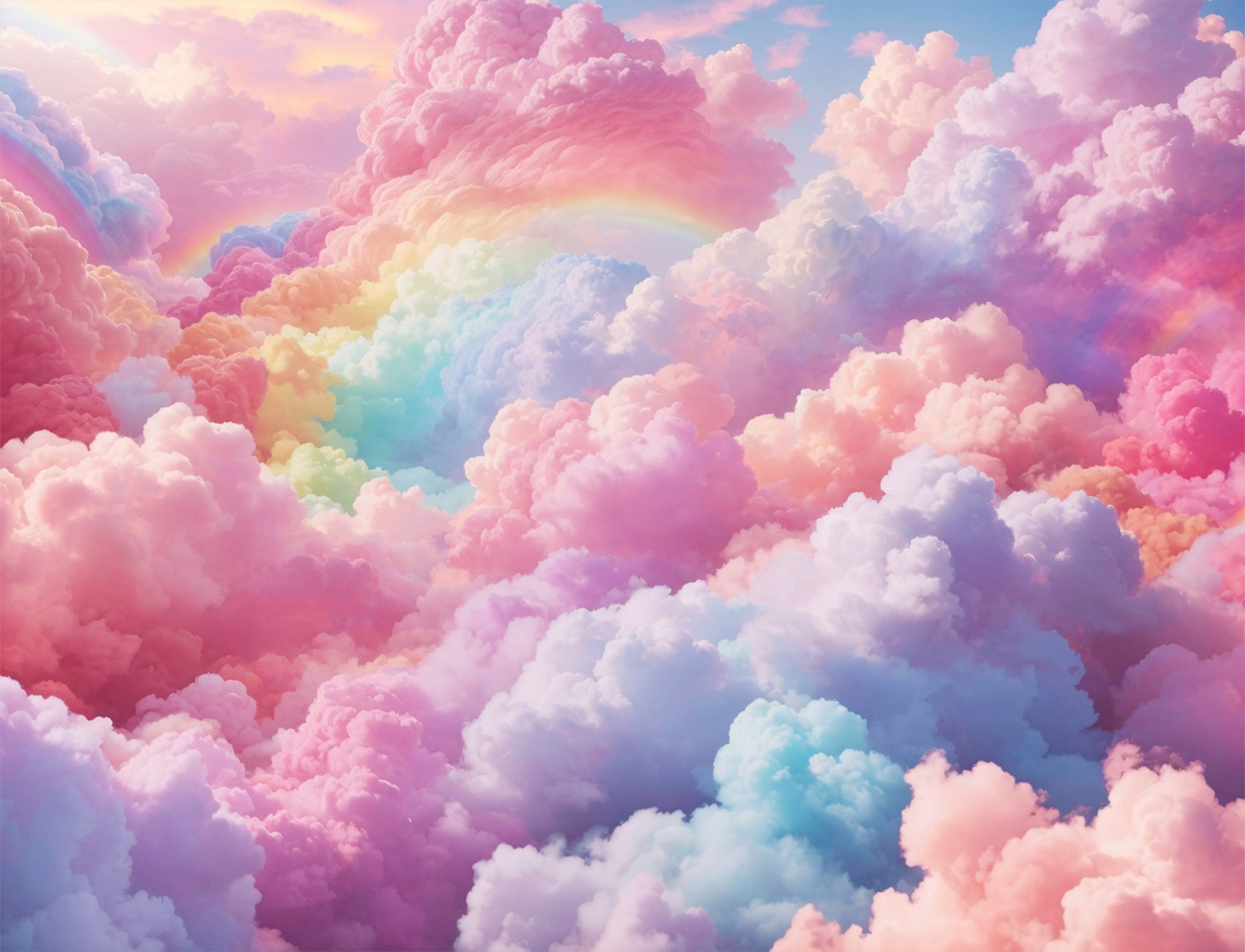10x8ft Pastel Rainbow Cloud Backdrop Colorful Cloud Background for Photography