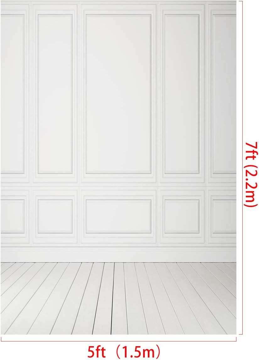 5x7ft White Grey Wall Photography Backdrop Classic Vintage Texture Wood Floor Ba