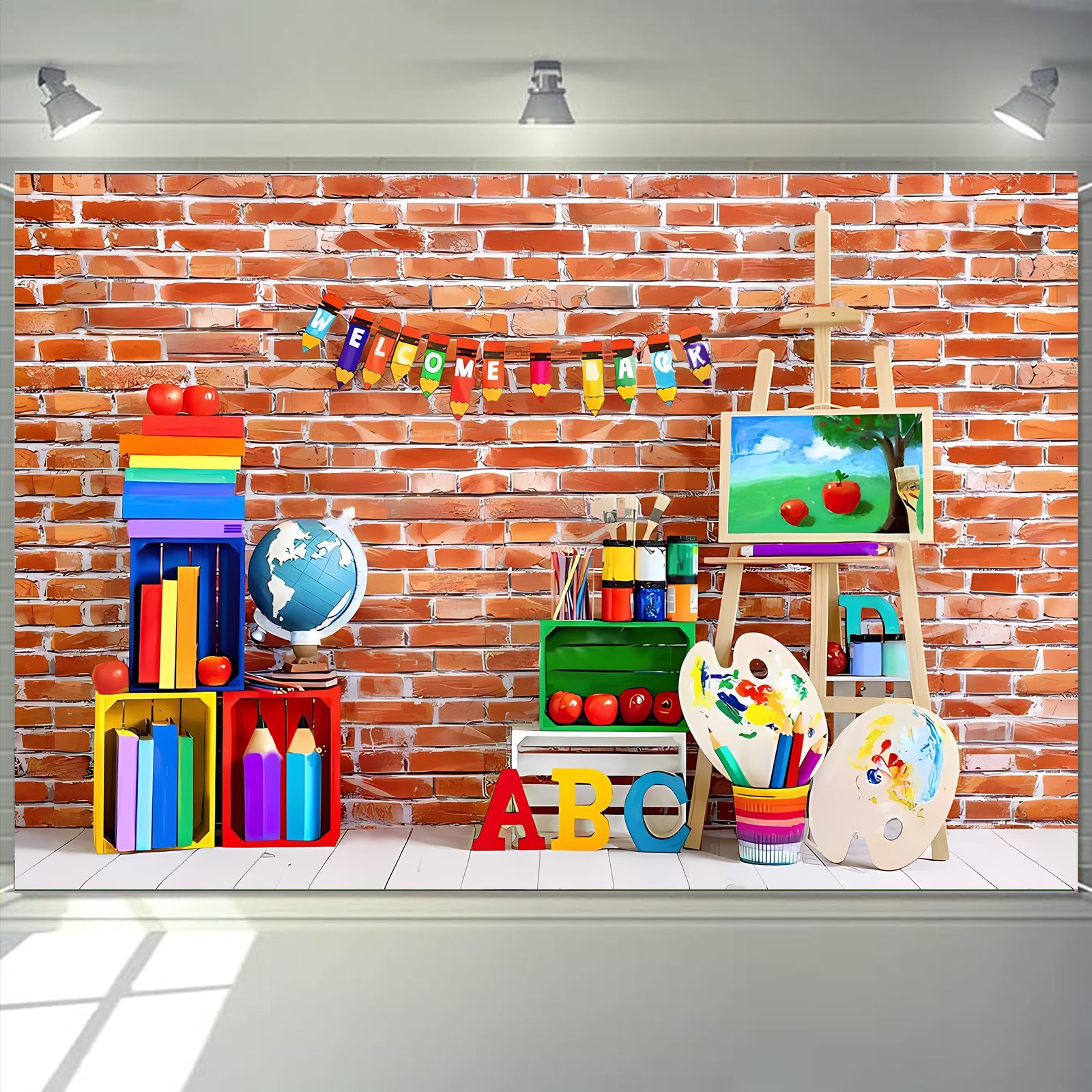 Welcome Back to School Backdrop Brick Wall ABC Kids Birthday Decor 7×5 Ft