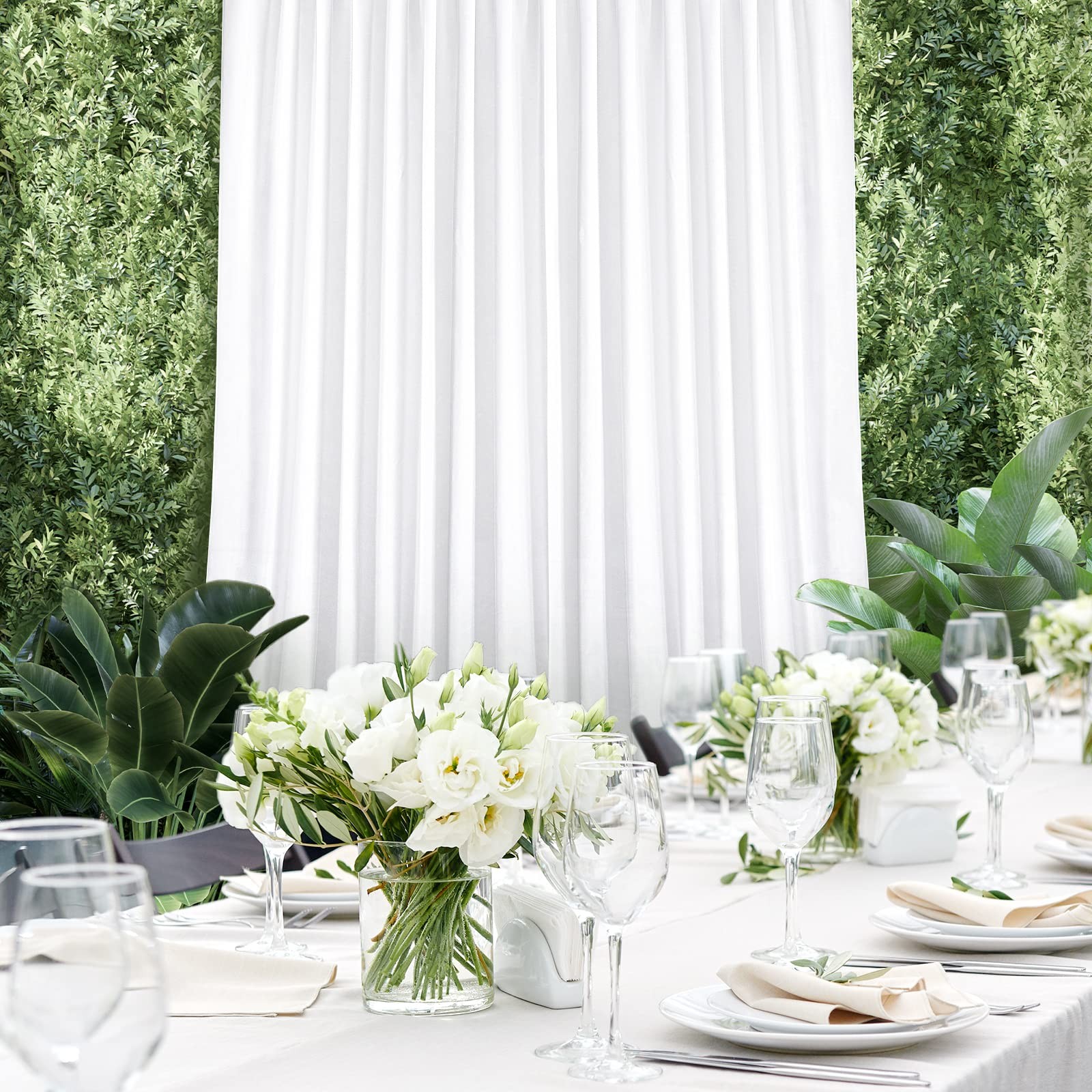 White Backdrop Curtains Party Polyester Photography Wedding Drapes 5x10ft 2 PCS