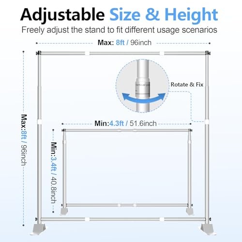 8 x 8FT Backdrop Banner Stand, Heavy Duty Adjustable Photo 8x8ft Silver