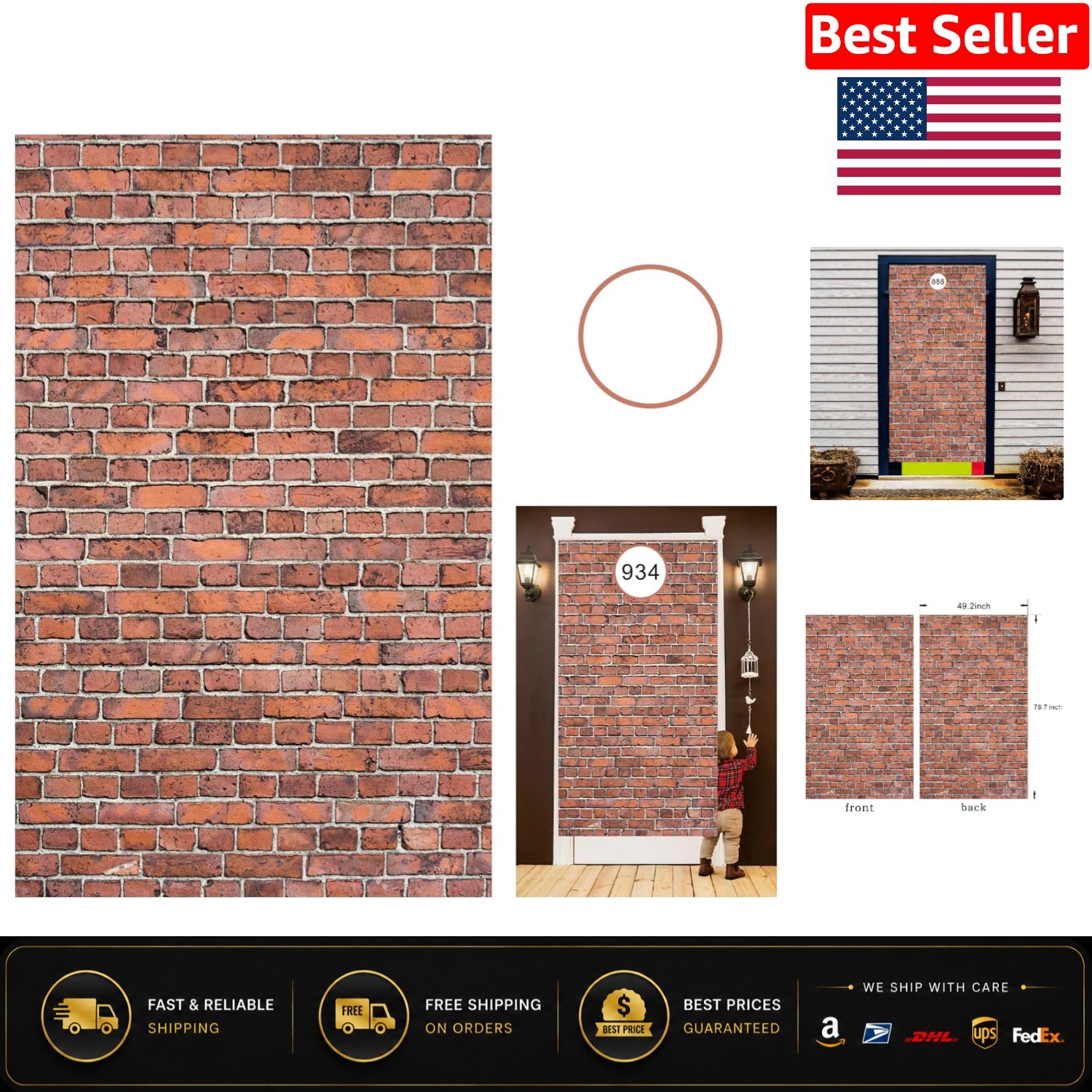 78.7″ x 49.2″ Old Red Brick Wall Curtain – Perfect for Halloween and Birthdays