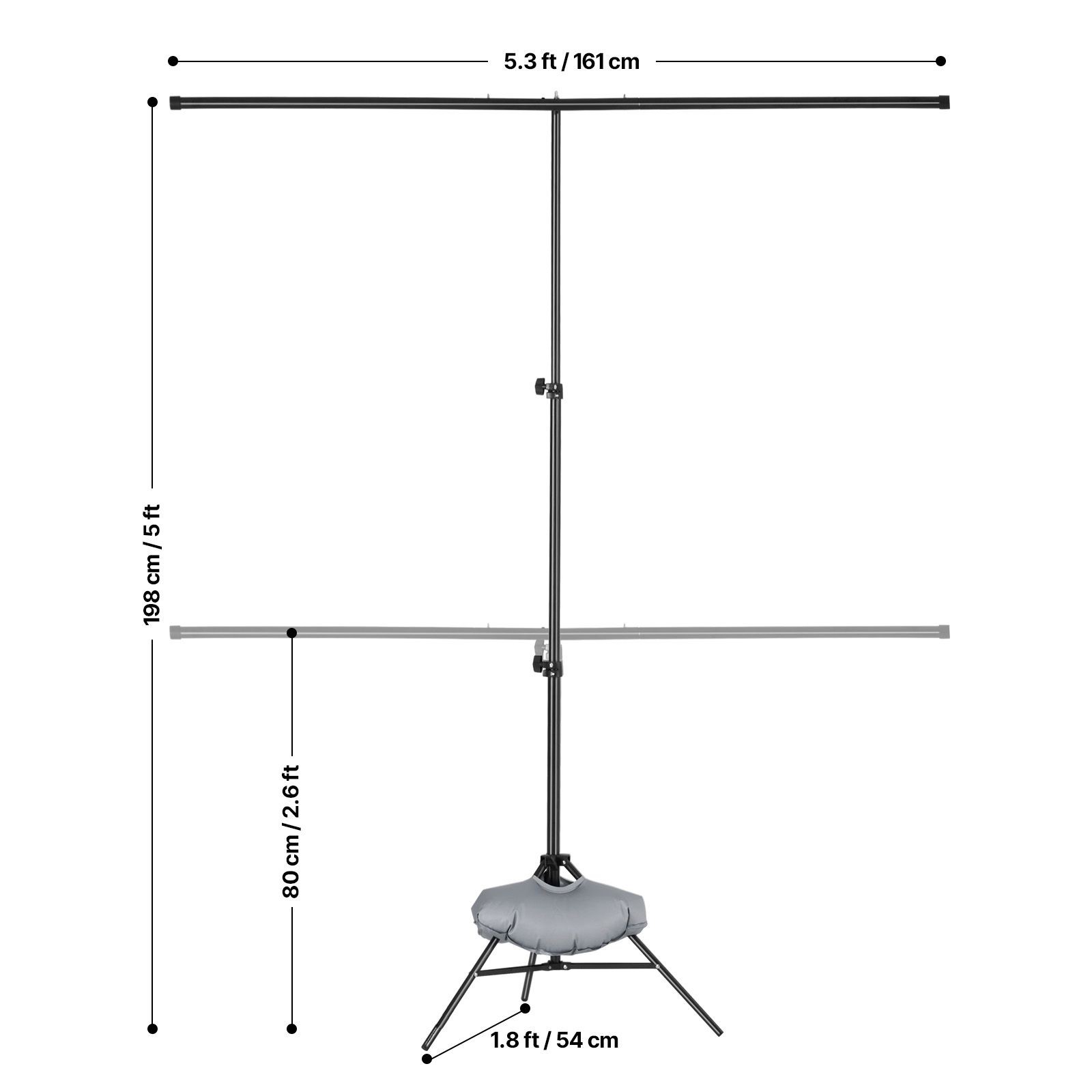 5×6.5ft Adjustable Backdrop Stand with 3 Crossbars, Portable Photo Studio Frame
