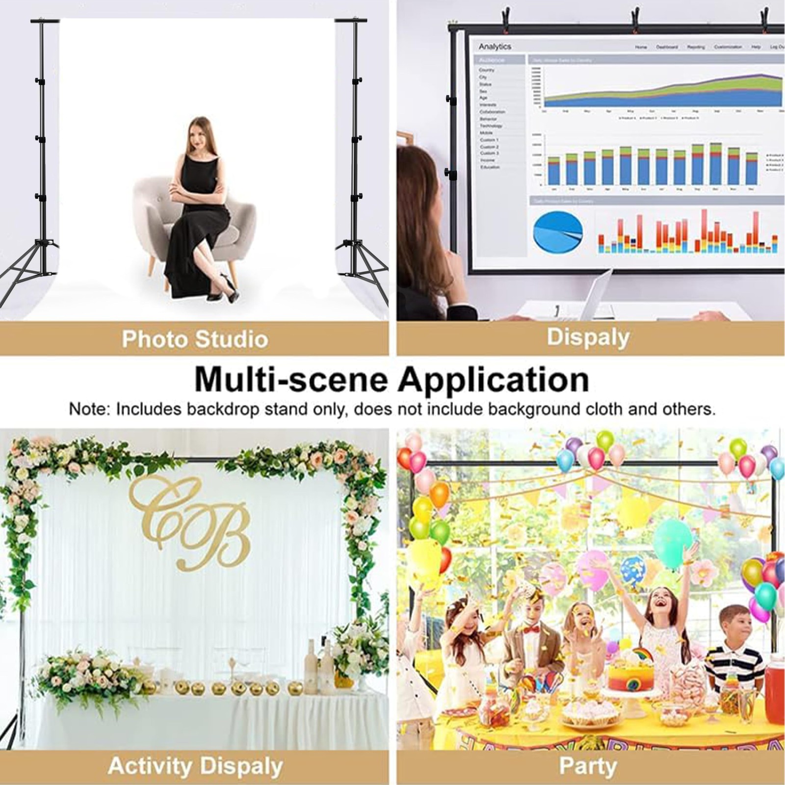 Photo Backdrop Stand, 10x9ft(WxH) Adjustable Photography Backdrop Stand, Alum…