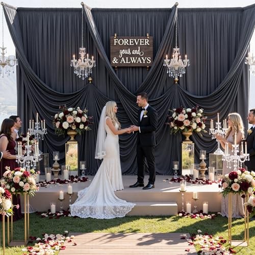 30ft x 10ft Wrinkle Free Black Backdrop Curtain for Parties, 30ftx10ft,