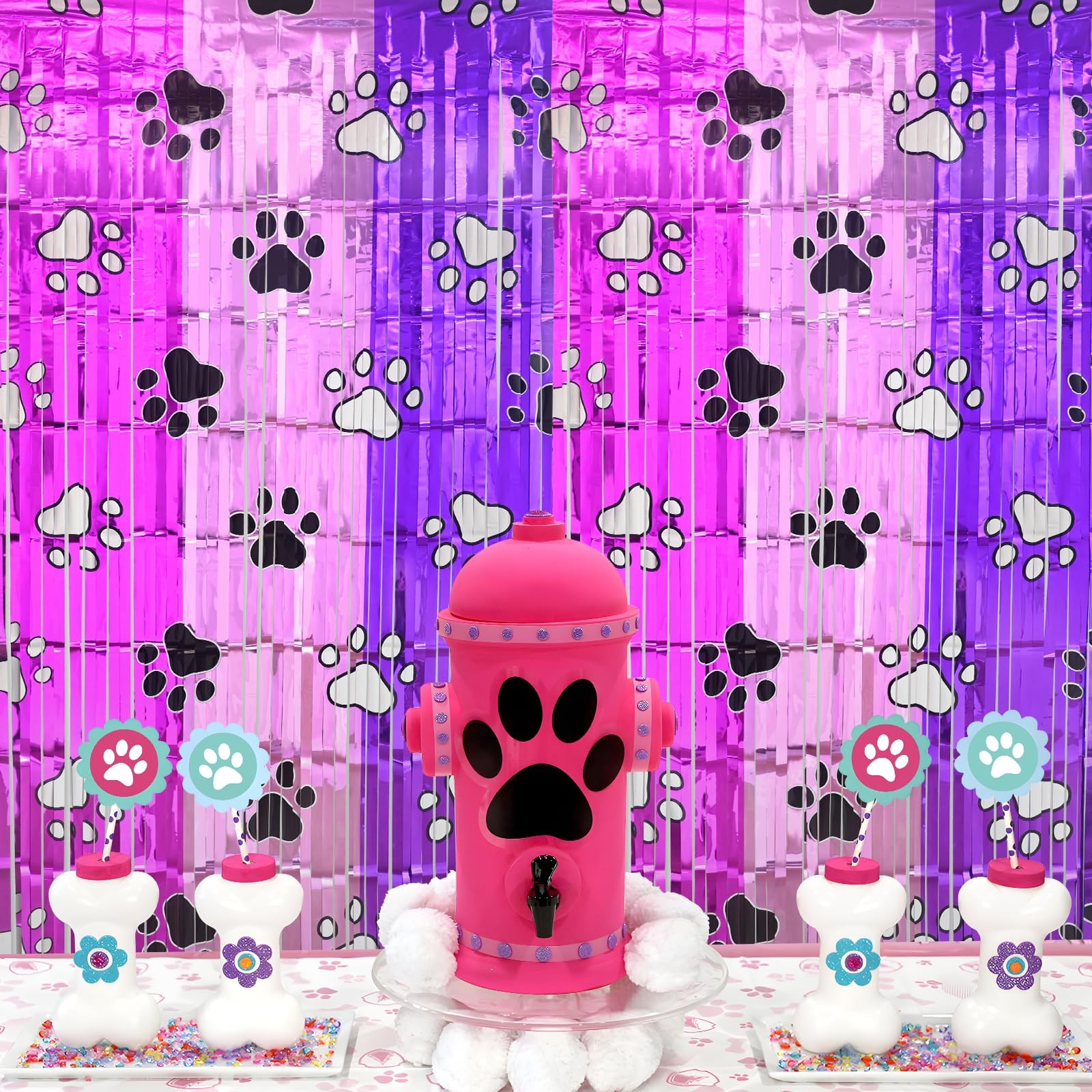 Pink Paw Birthday Decorations, 2 Pack Pink and Light Purple Birthday Party Su…