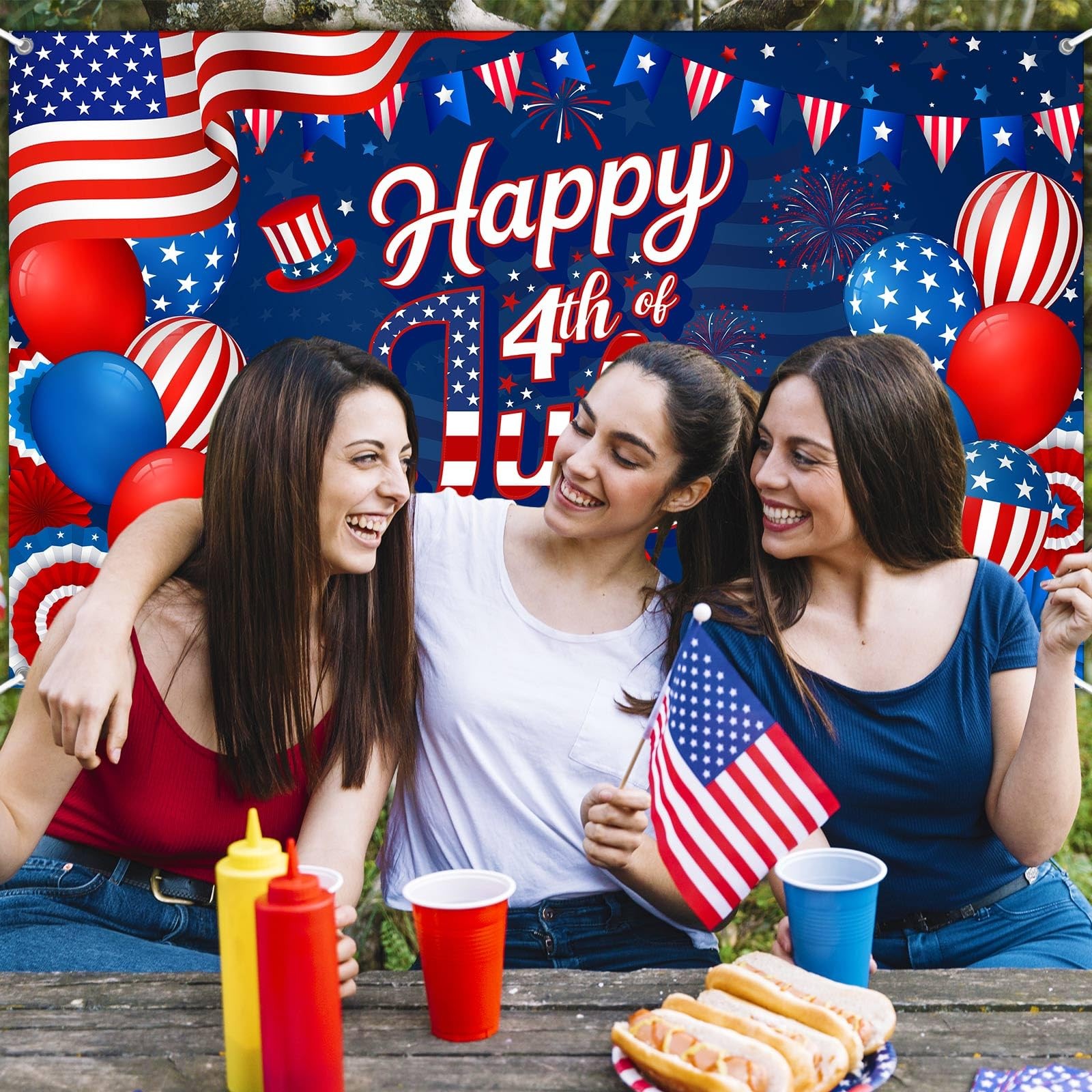 4th of July Backdrop Banner Independence Day Decorations Background for Photogra