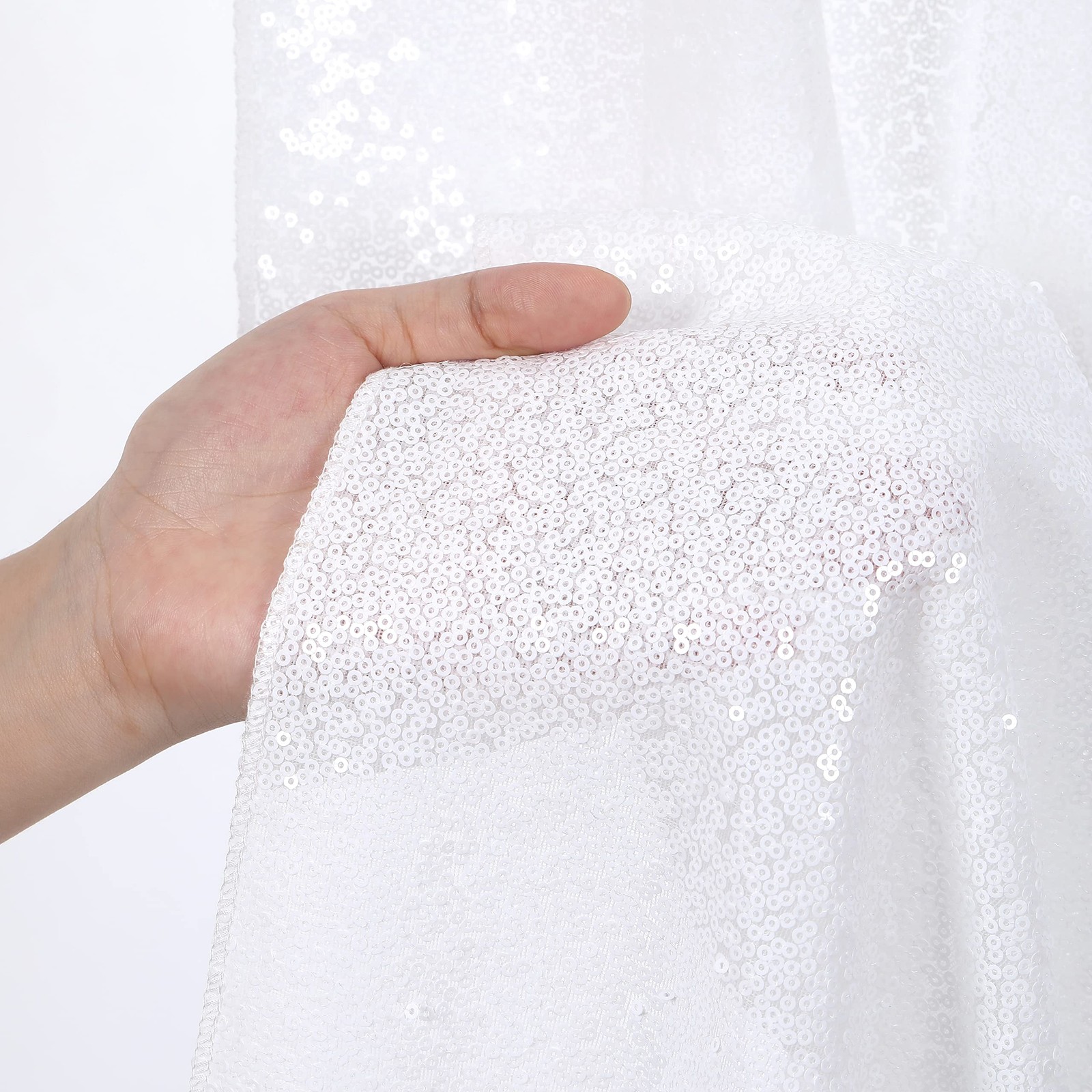 4 PCS 2ftx8ft White Sequin Backdrop Curtain, Glitter, Birthday Party Decor
