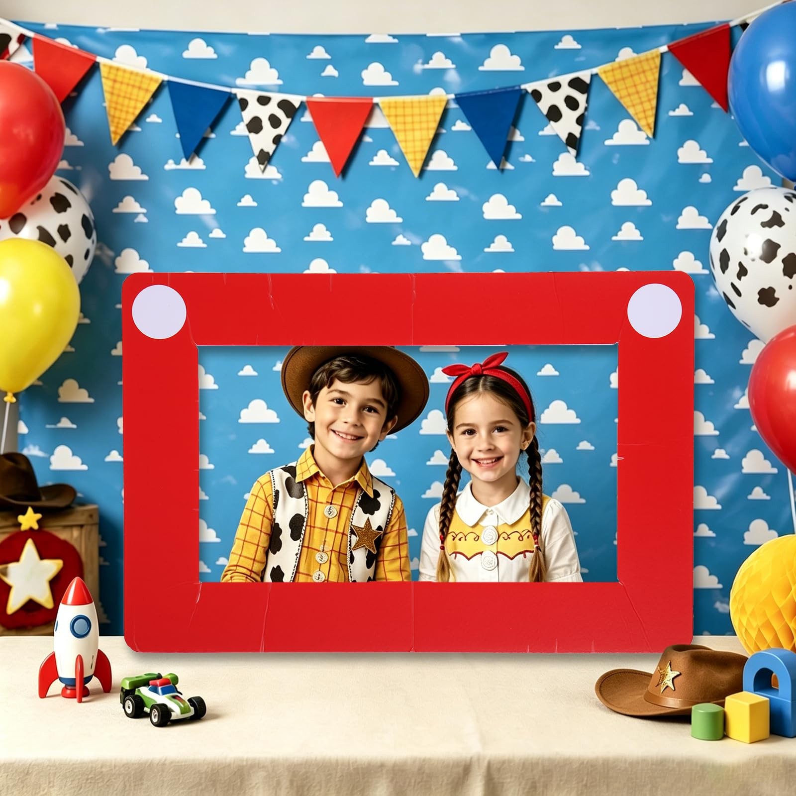 Cartoon Story Photo Booth Prop Decorations 7 x 5 Ft Blue Sky White Cloud Back…