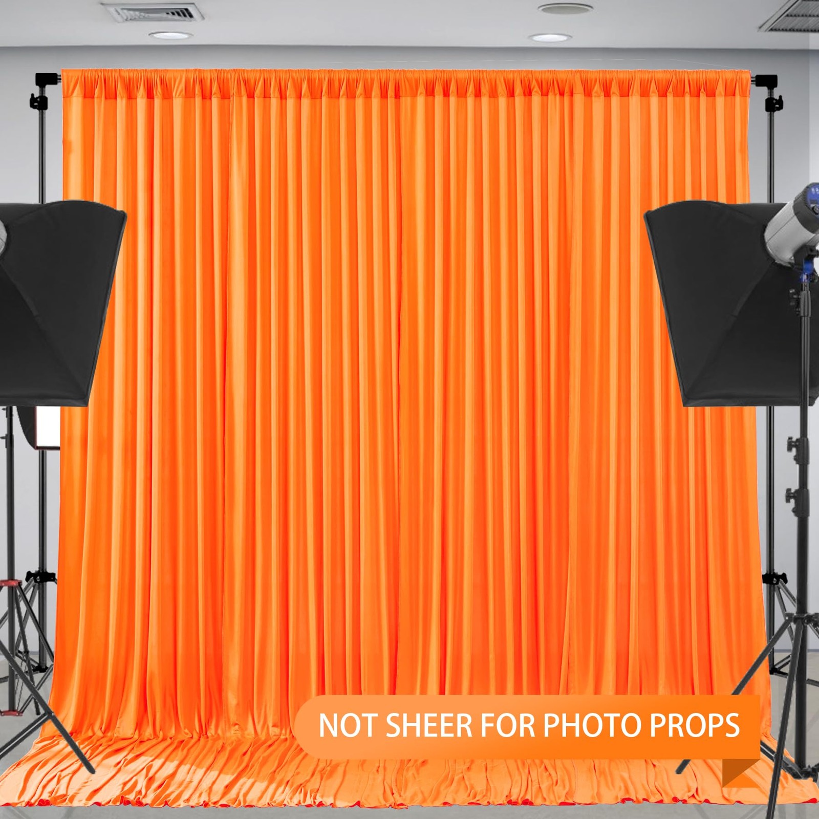 Orange Backdrop Curtains 4 Panels – -Free Polyester Photography Drapes for Ba…