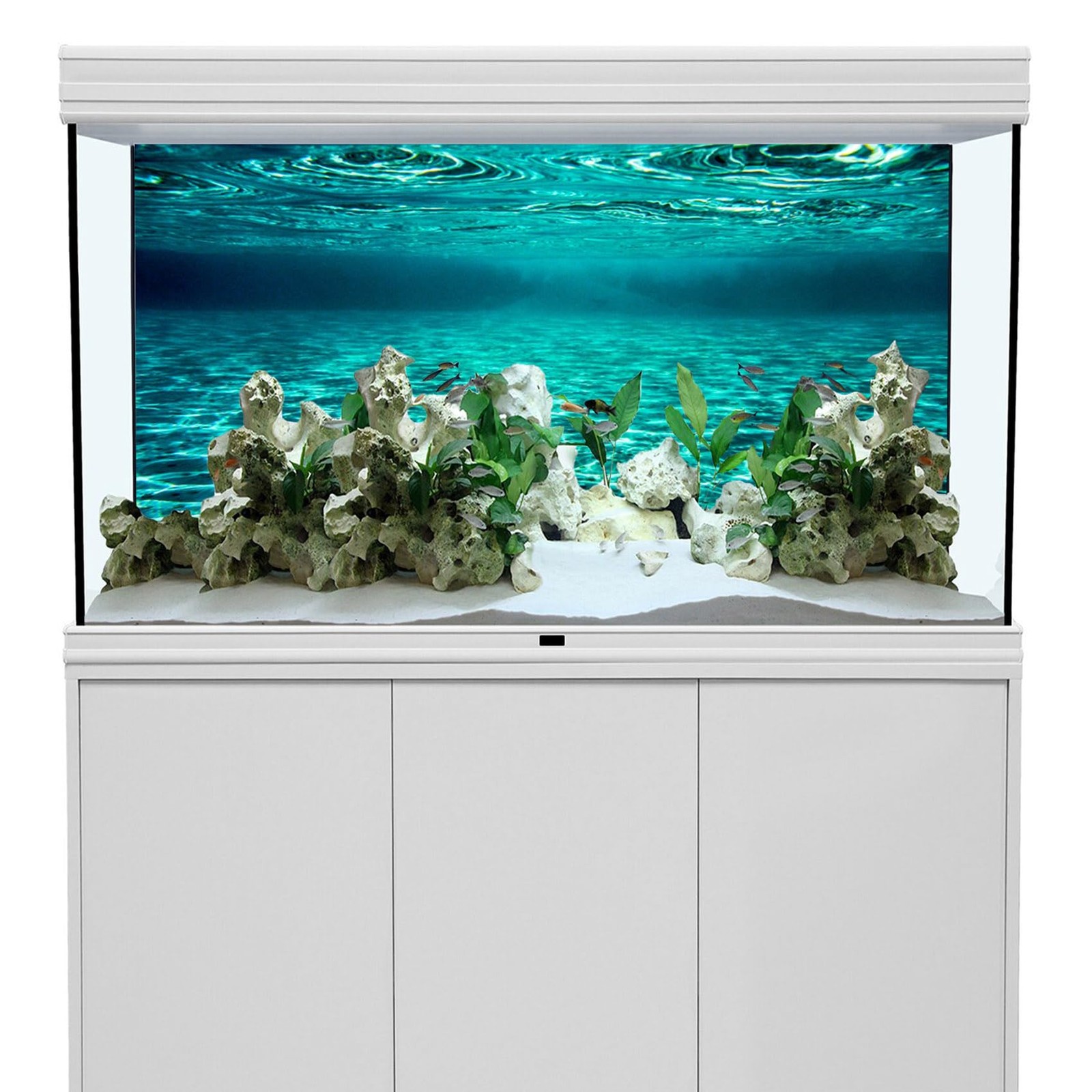 36×14 Inch Fish Tank Background Turquoise Clear Water Ripple Ocean Terrar